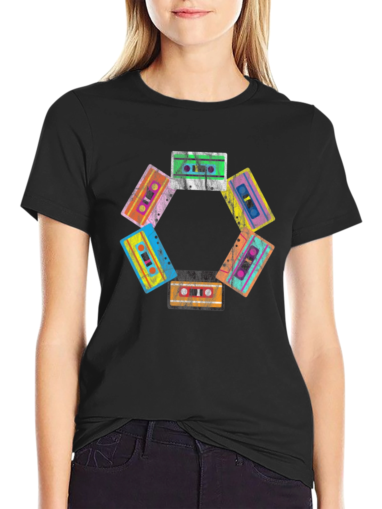 Black Retro Cassette Tape Graphic Tee view 2