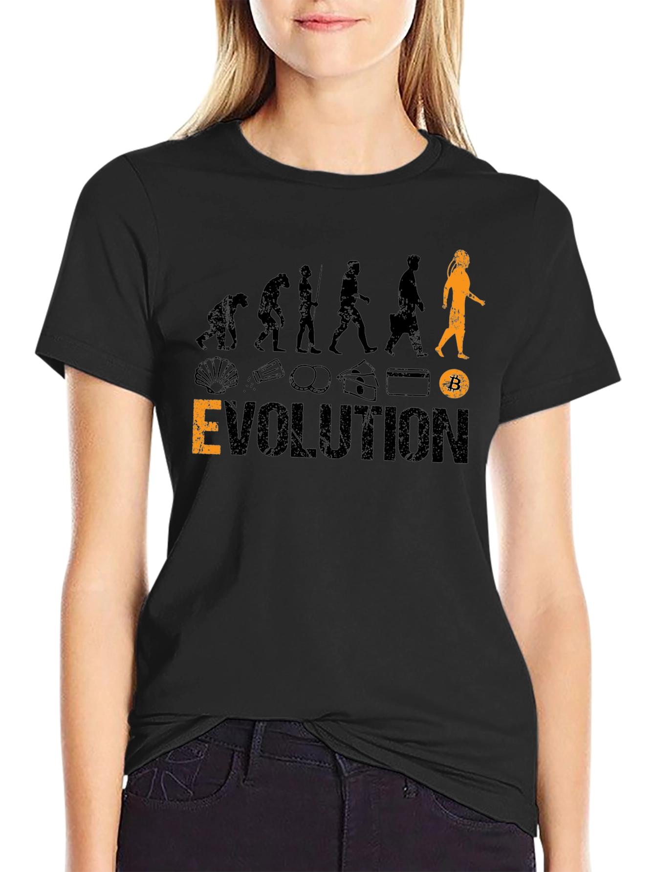 Black Bitcoin Evolution Black T-Shirt view 2