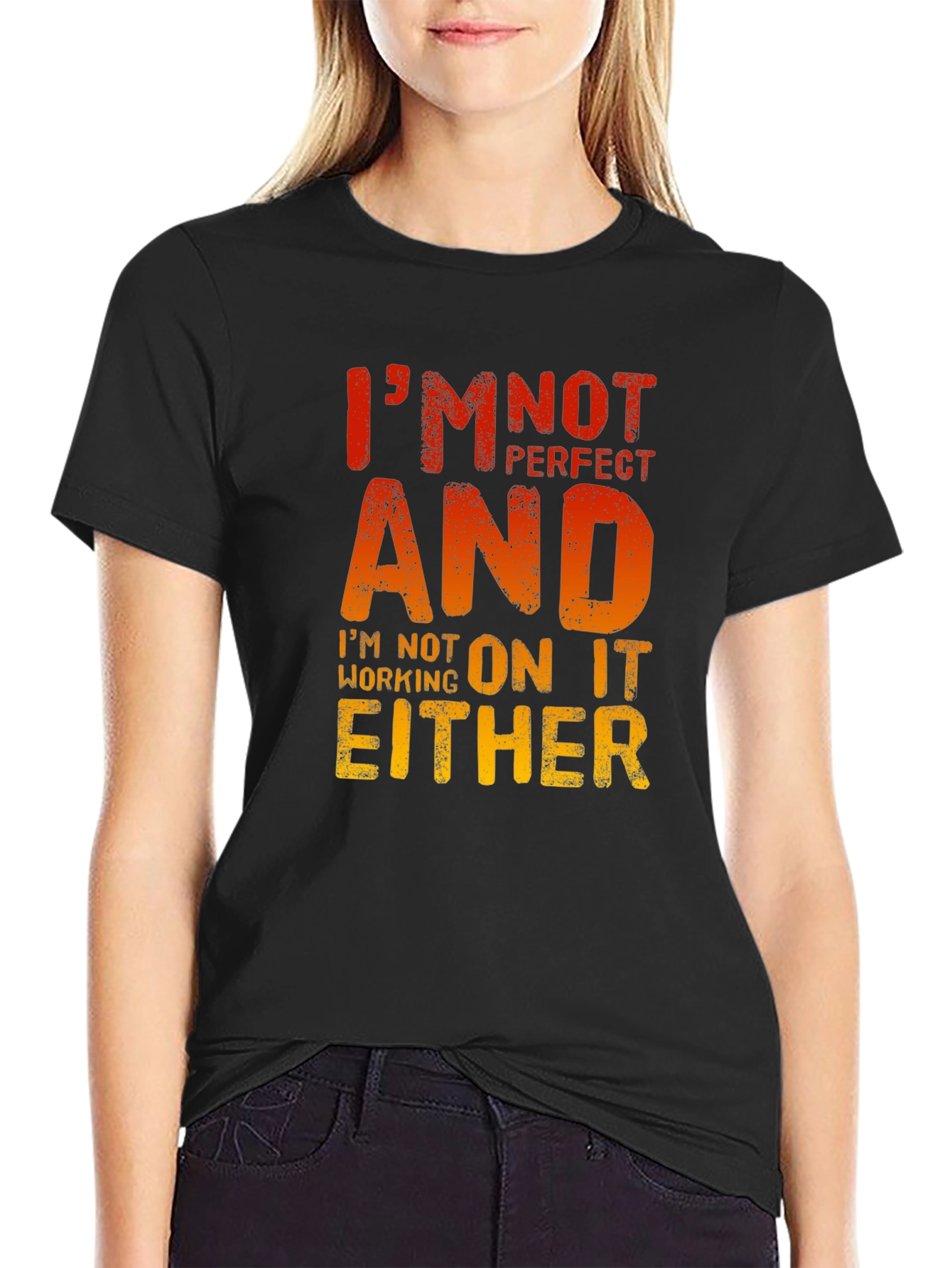 Black I'm Not Perfect T-Shirt - Funny Sarcastic Graphic Tee view 2