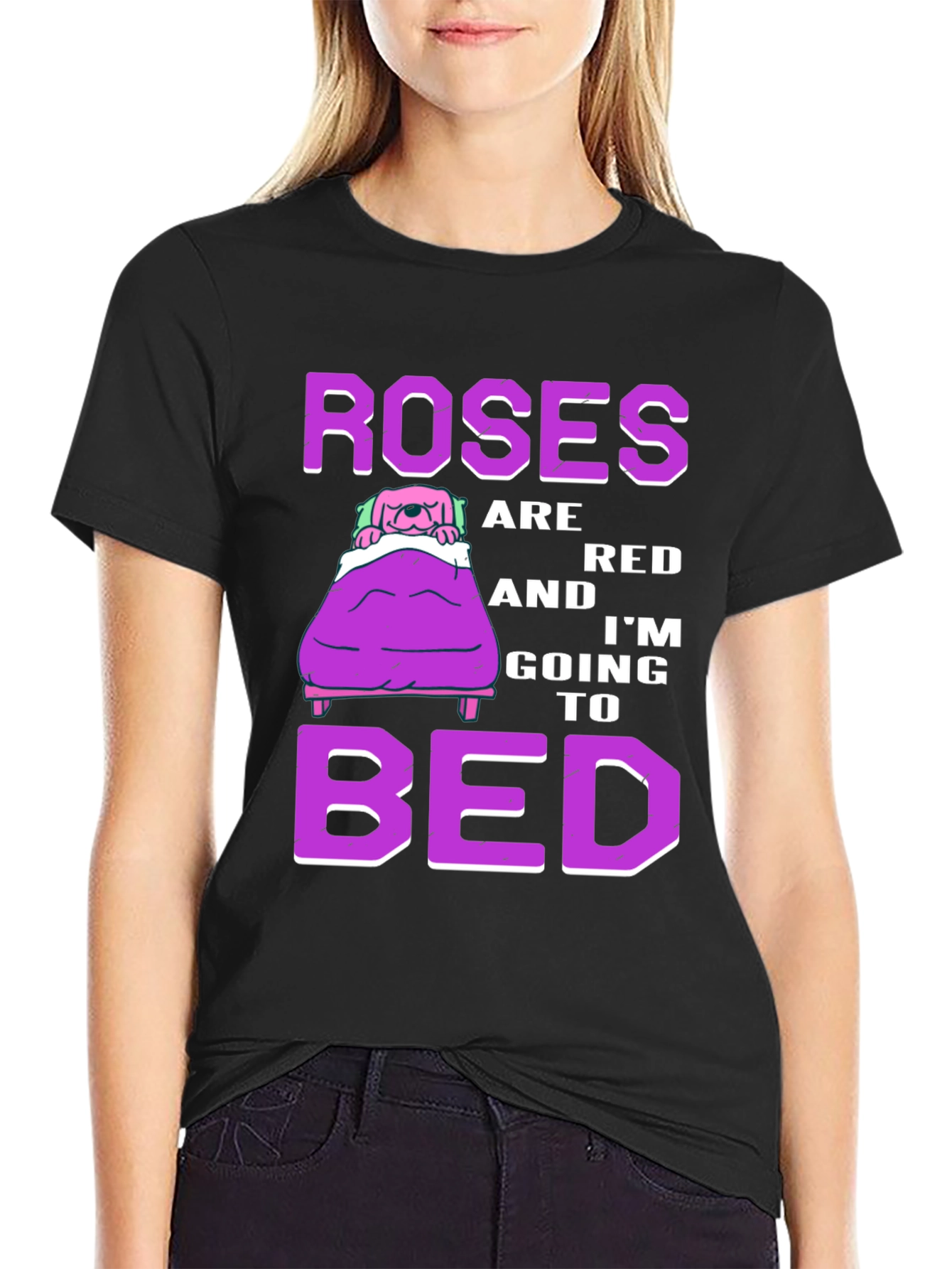 Black Roses are Red I'm Going to Bed T-Shirt view 2