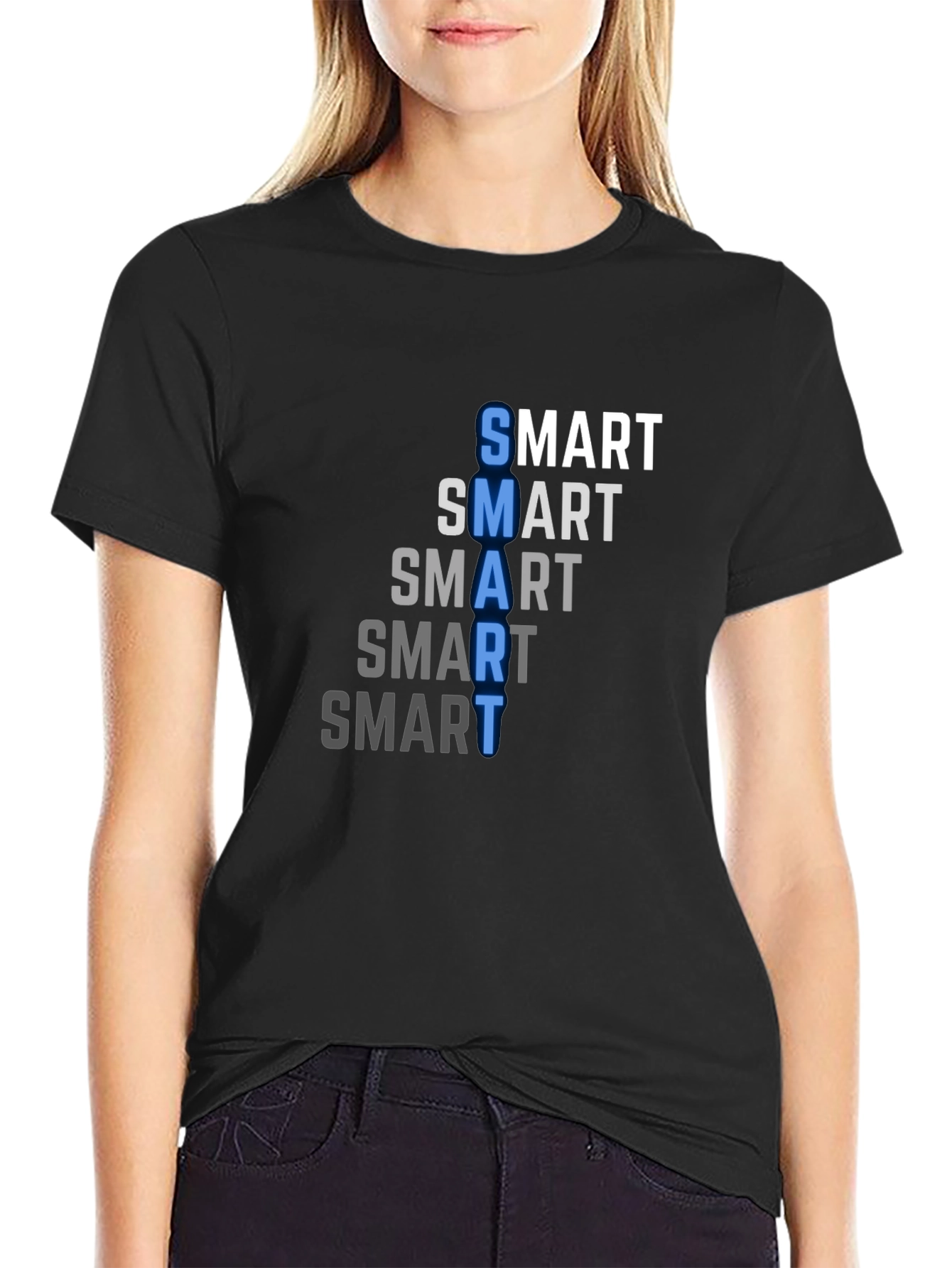 Black Smart Graphic Tee - Men's Black Crew Neck T-Shirt view 2