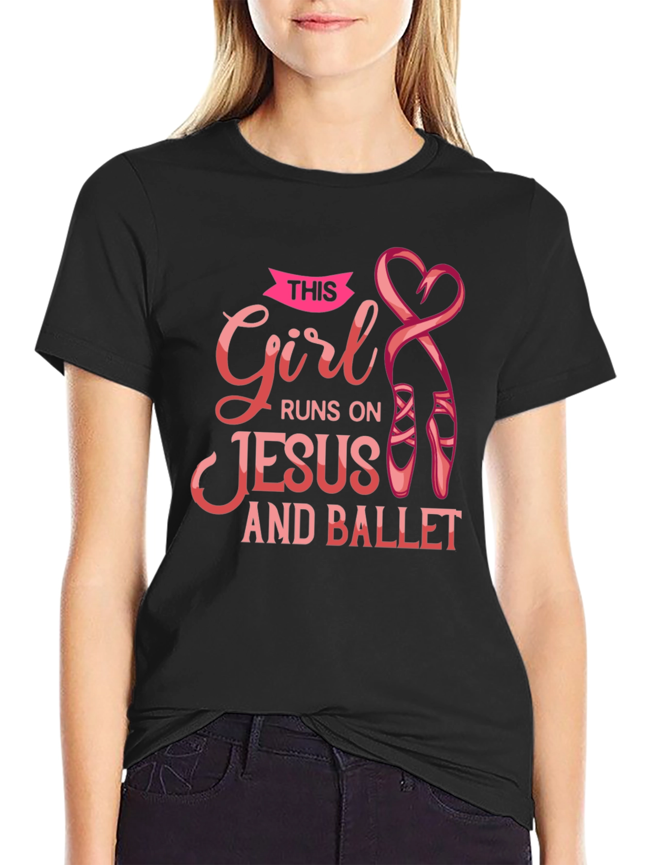 Black Girl Runs on Jesus and Ballet Black T-Shirt view 2