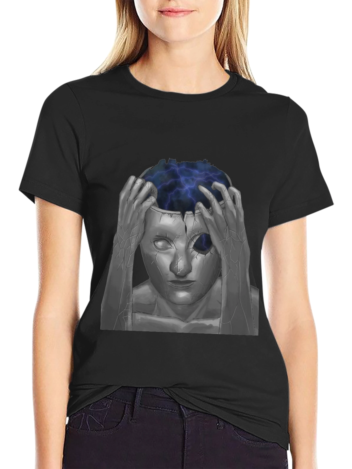 Black Mind-Blowing Graphic Tee - Black Cotton view 2