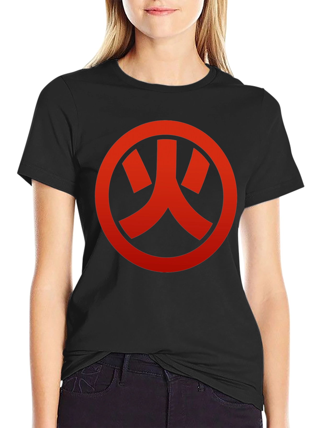 Black Red Symbol Graphic Black T-Shirt view 2