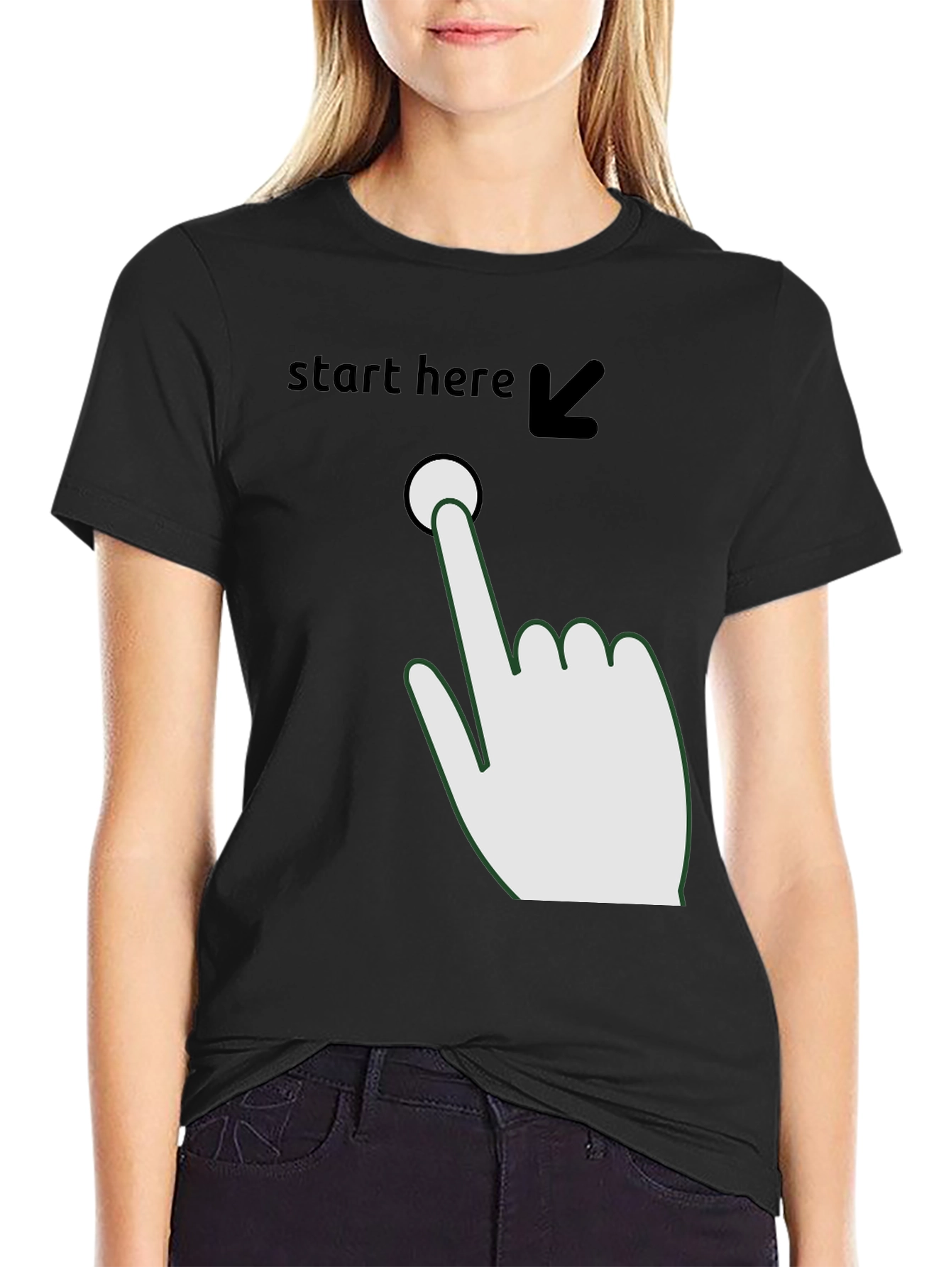 Black Start Here Graphic Tee - Funny Novelty Shirt view 2
