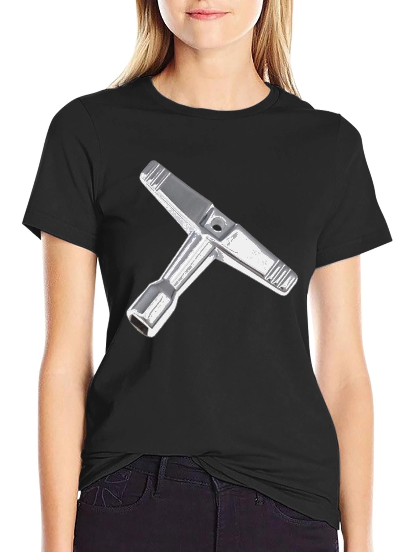 Black Black T-Shirt with Tool Graphic view 2