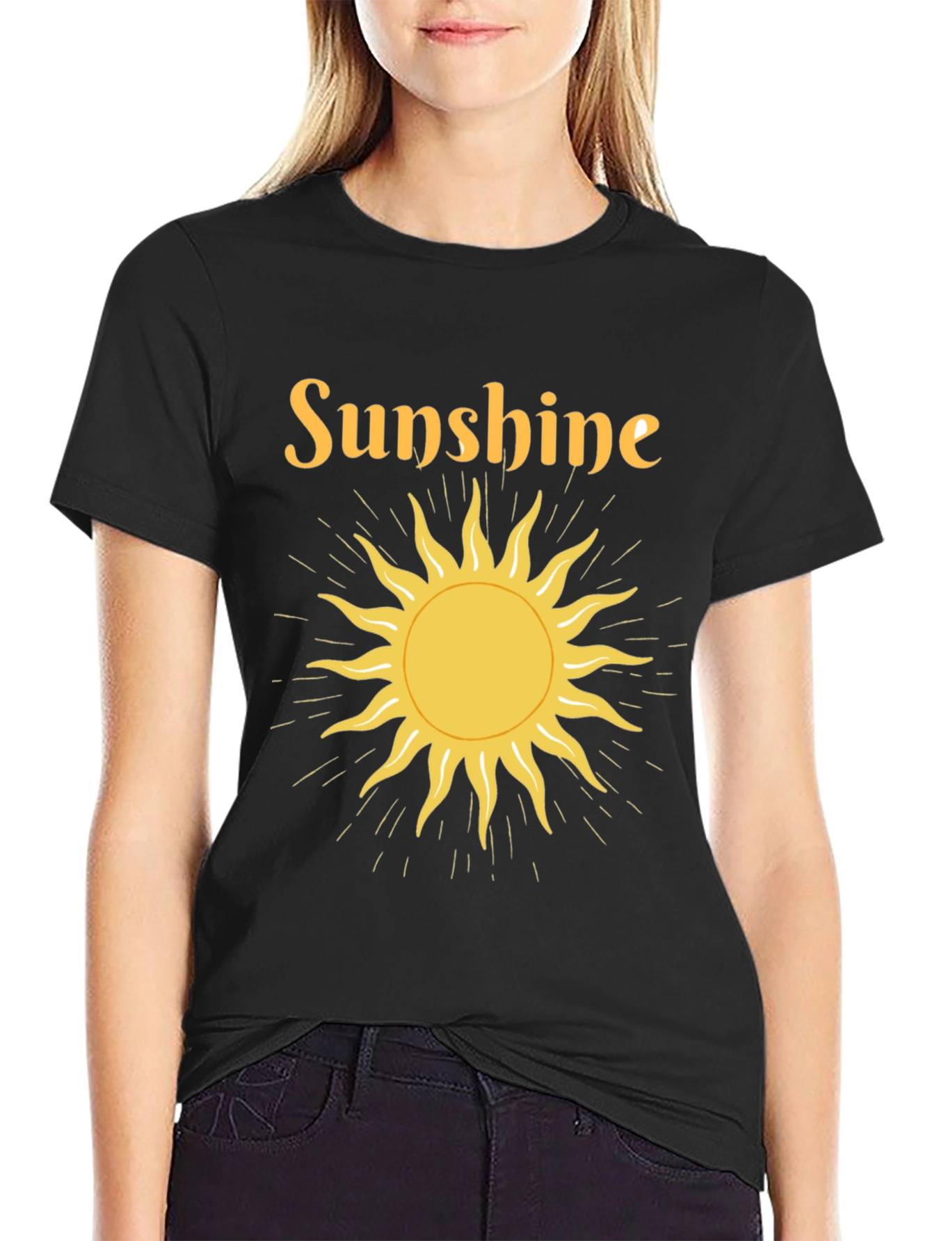 Black Sunshine Graphic Tee - Black Crew Neck T-Shirt view 2