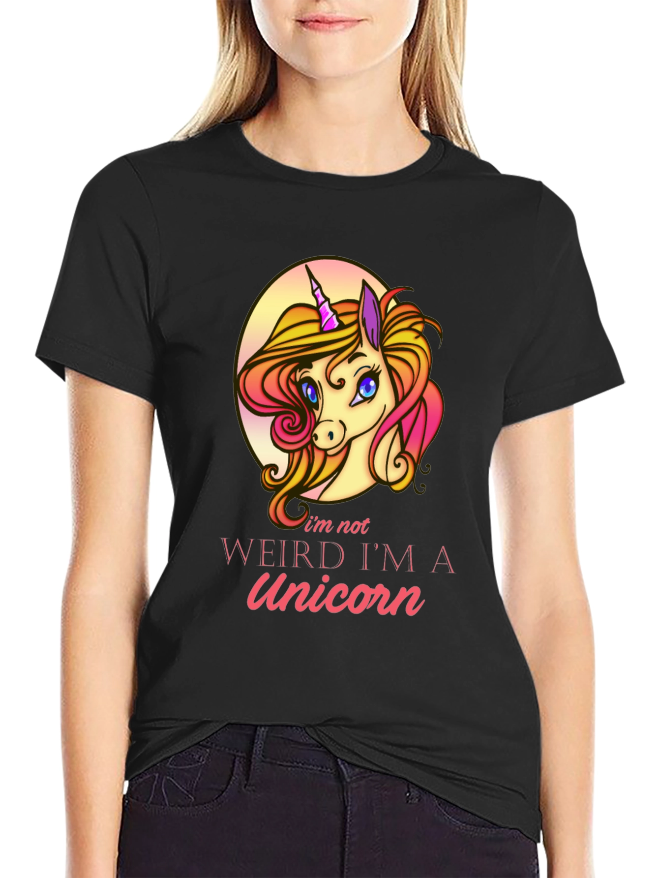 Black Unicorn Graphic T-Shirt - I'm Not Weird! view 2