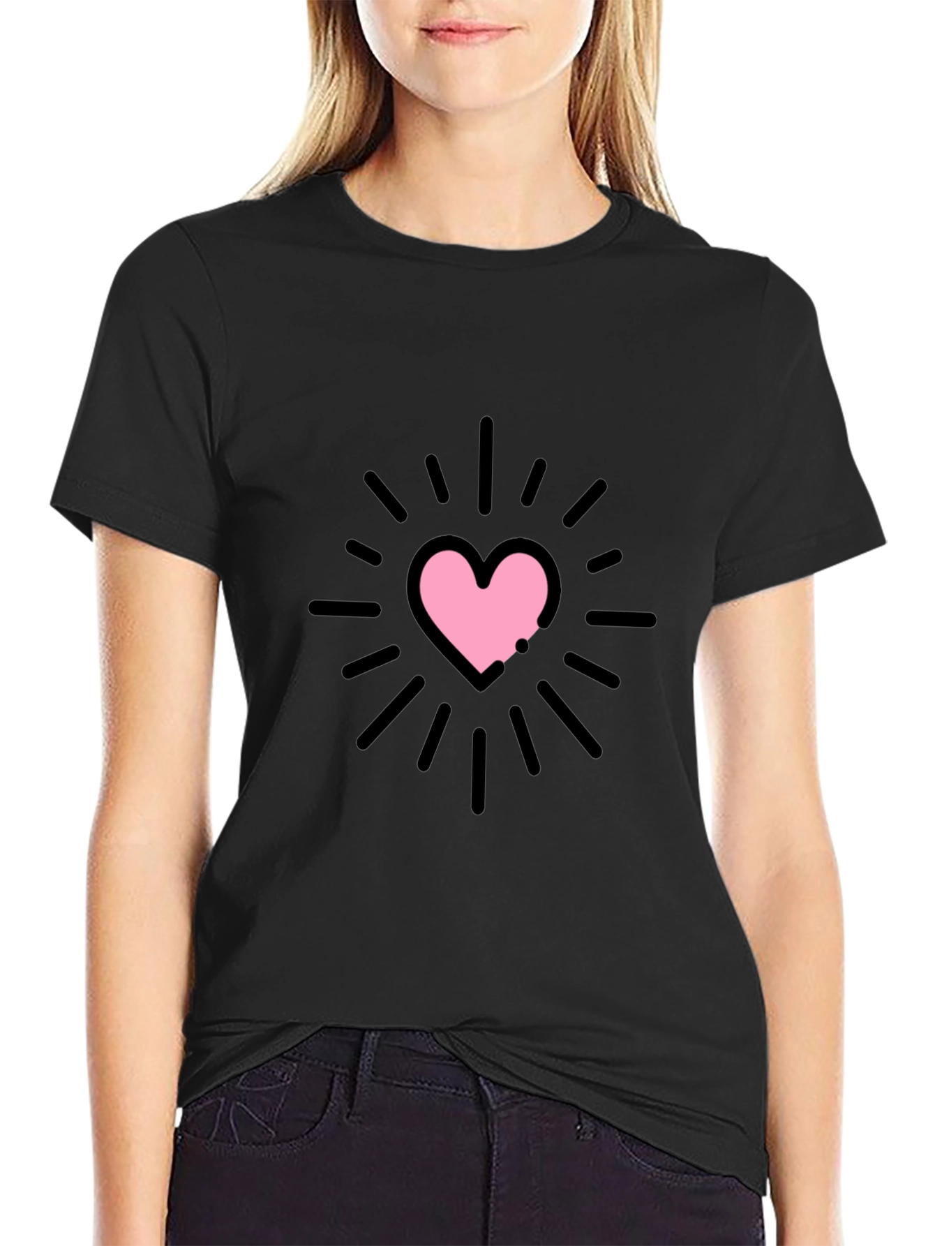 Black Heart Burst Graphic Tee - Black Unisex T-Shirt view 2