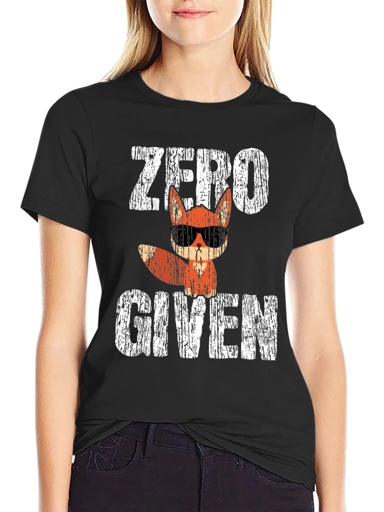 Black Zero Fox Given Funny T-Shirt view 2
