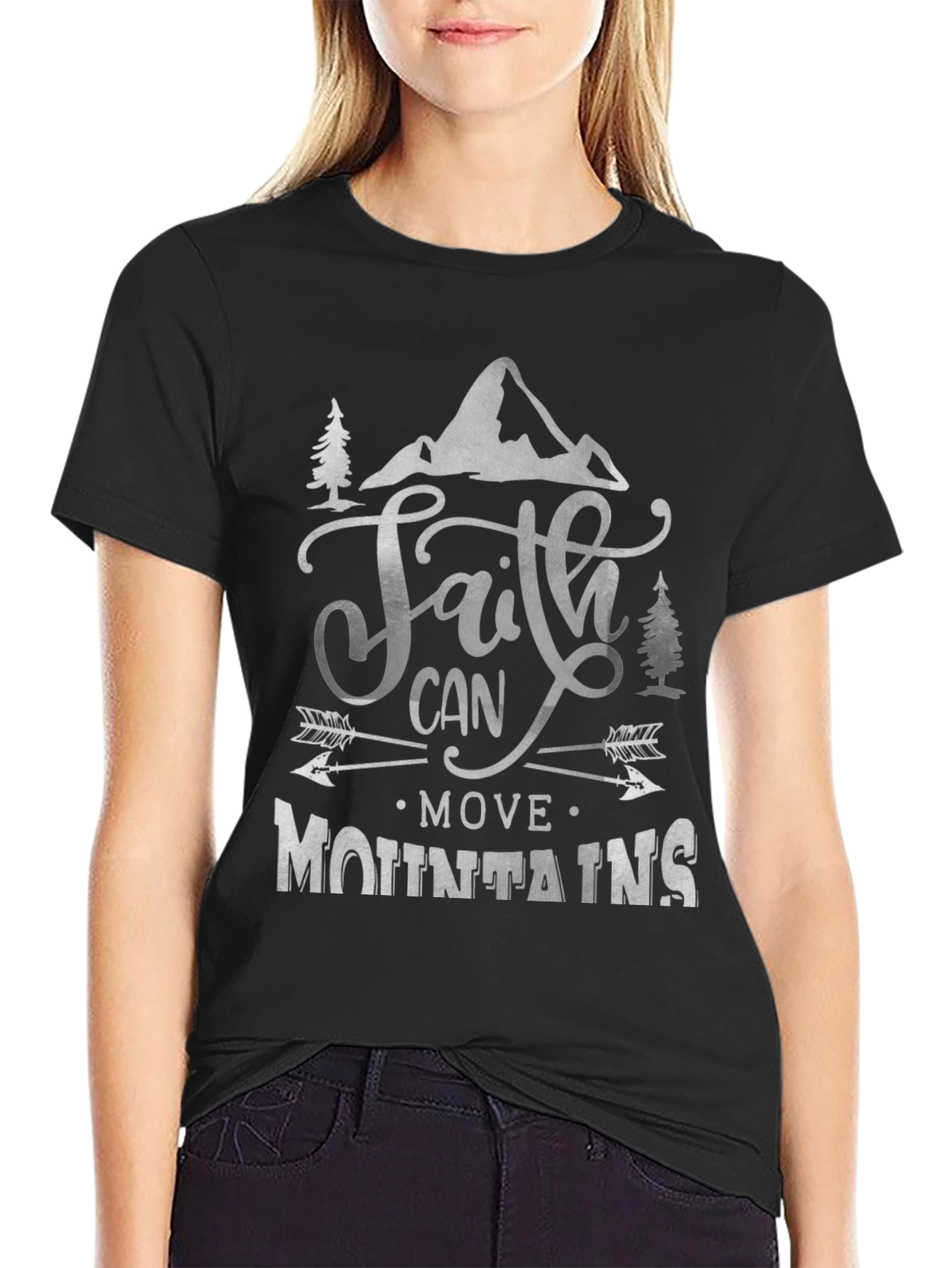 Black Faith Can Move Mountains Graphic Tee - Unisex view 2