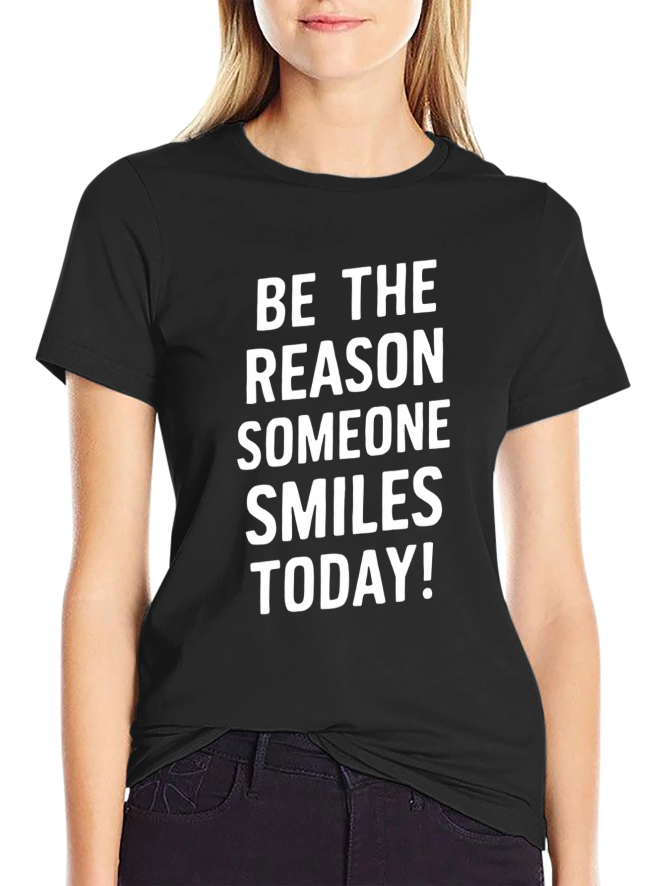 Black Inspirational Graphic Tee - 'Be The Reason Someone Smiles Today!' view 2