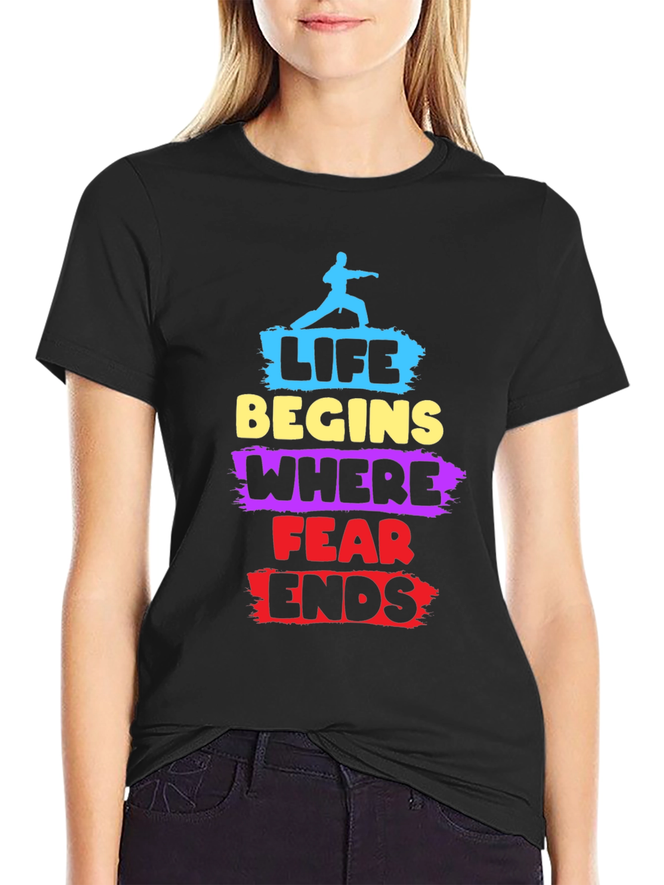 Black Life Begins Where Fear Ends Graphic Tee view 2