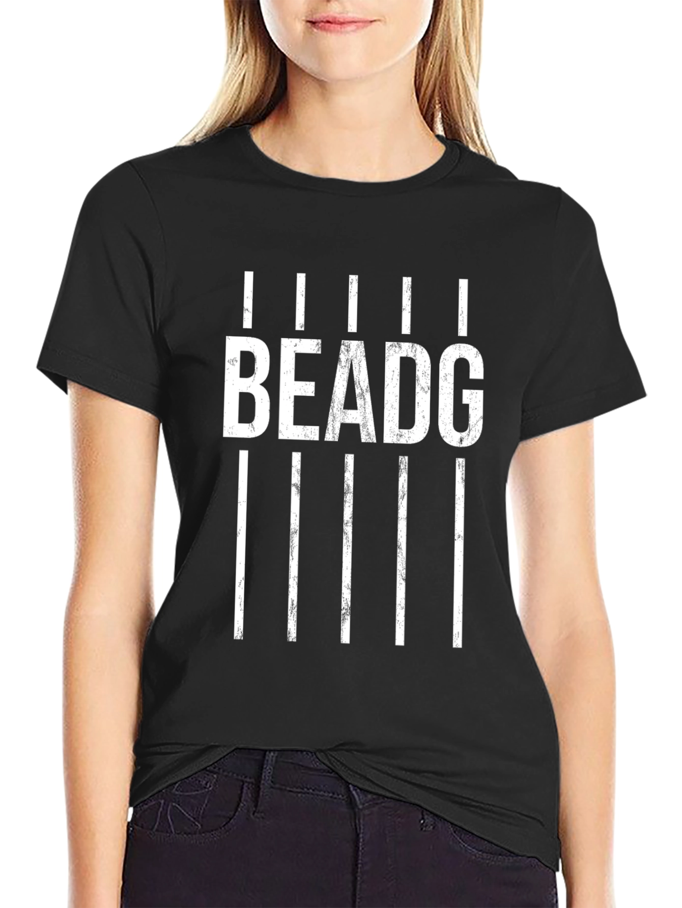 Black BEADG Graphic Print T-Shirt - Stylish Black Tee view 2