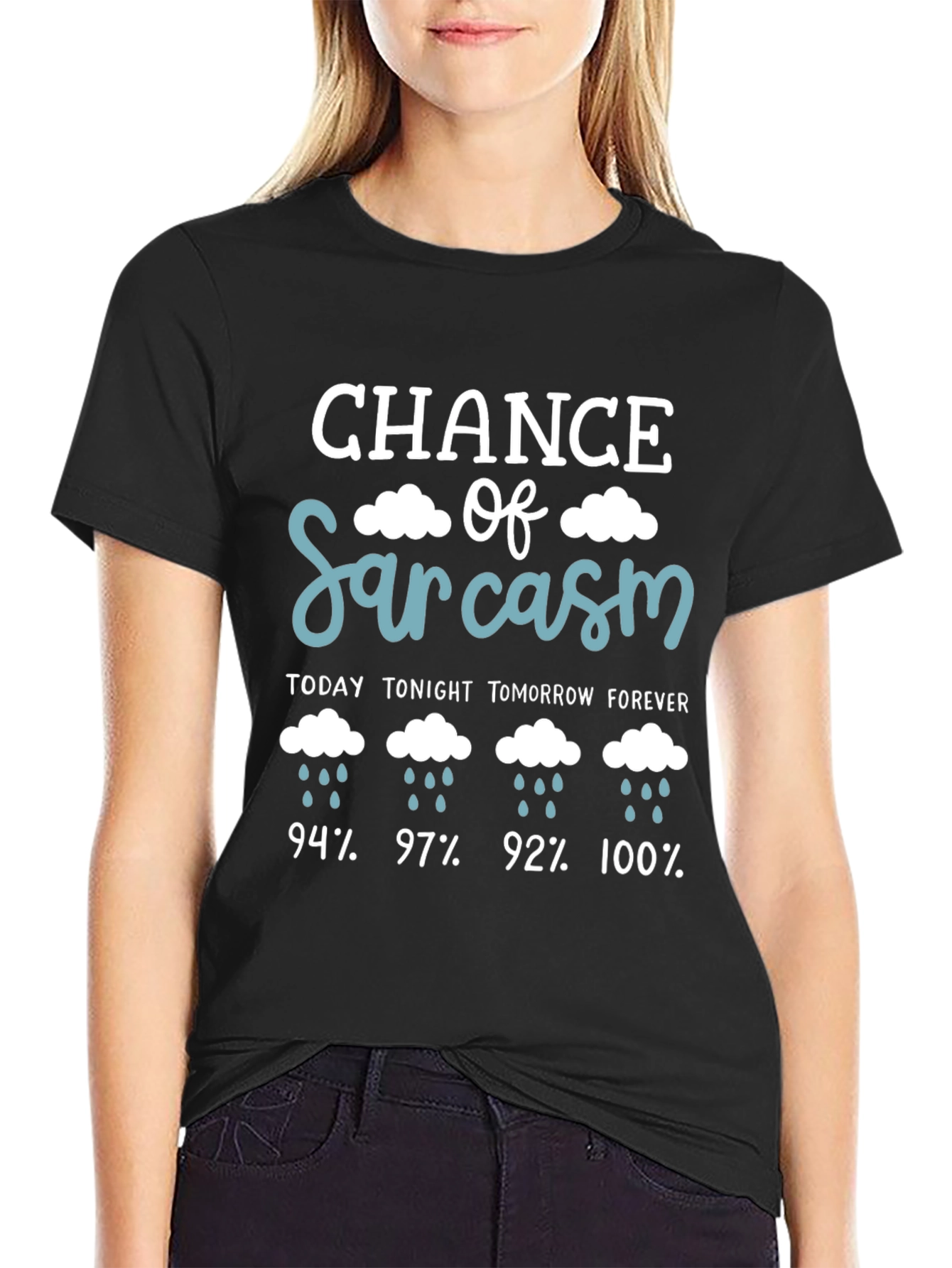 Black Chance of Sarcasm Graphic T-Shirt view 2