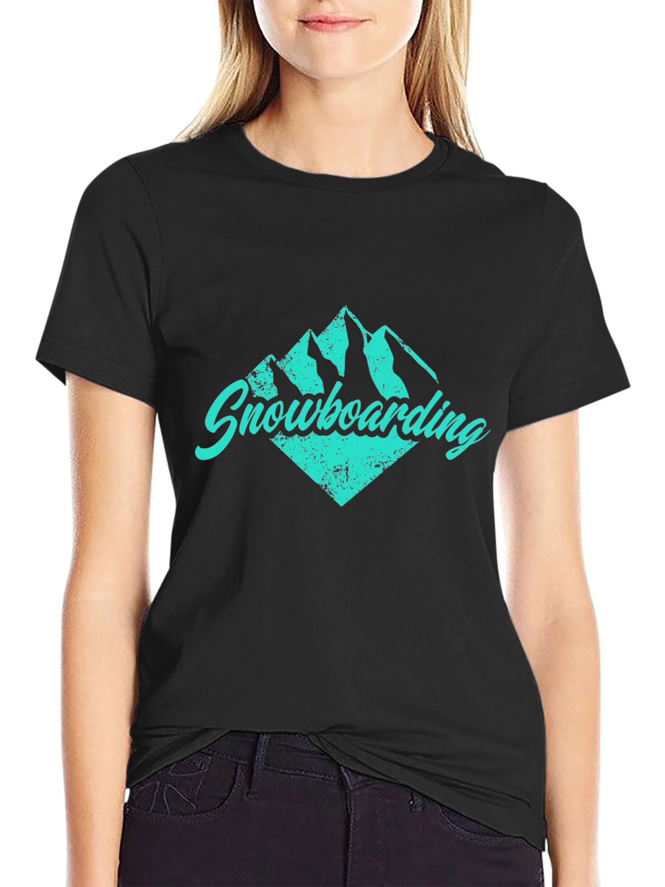 Black Snowboarding Graphic Tee - Black view 2