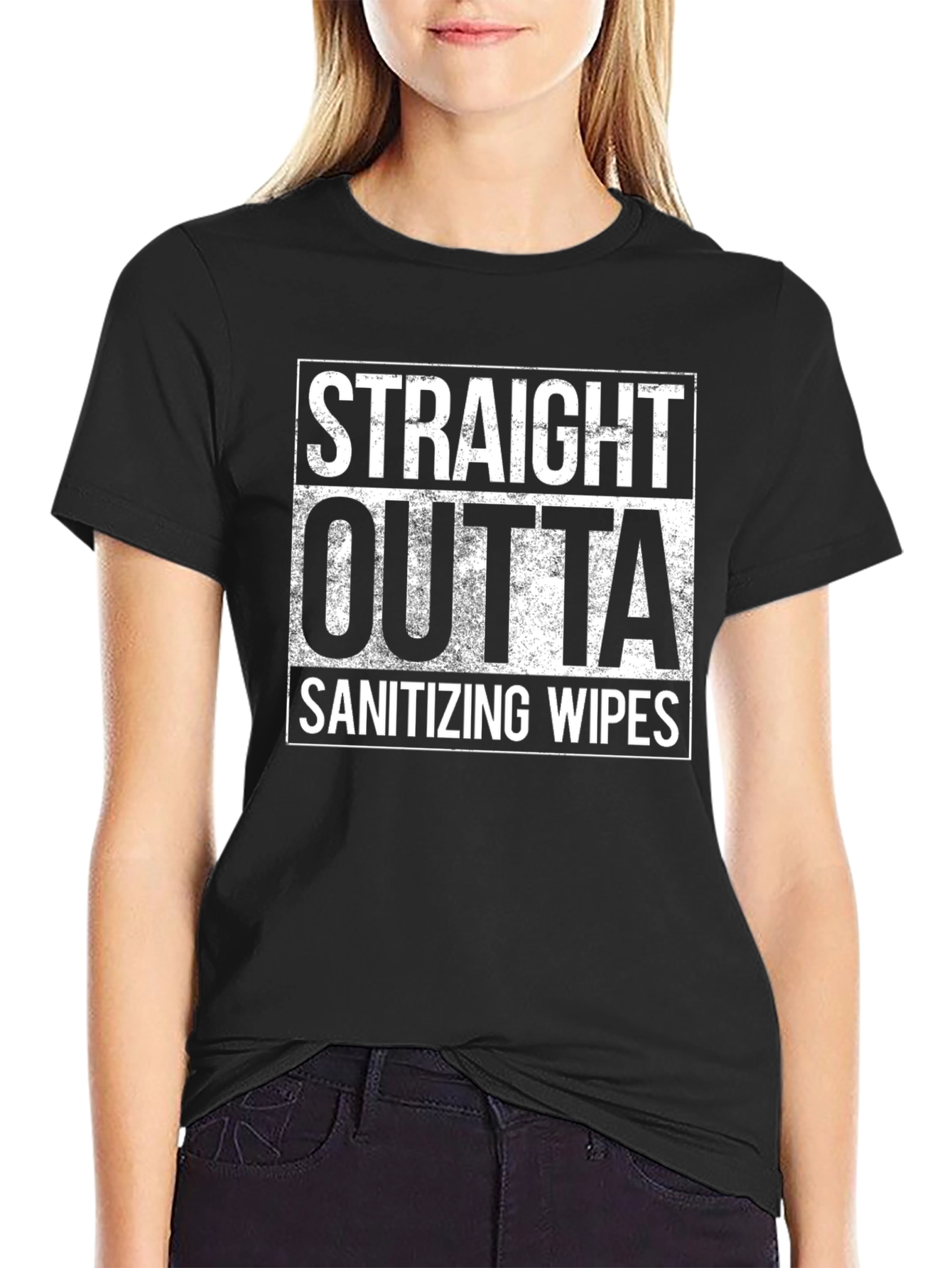 Black Straight Outta Sanitizing Wipes T-Shirt view 2
