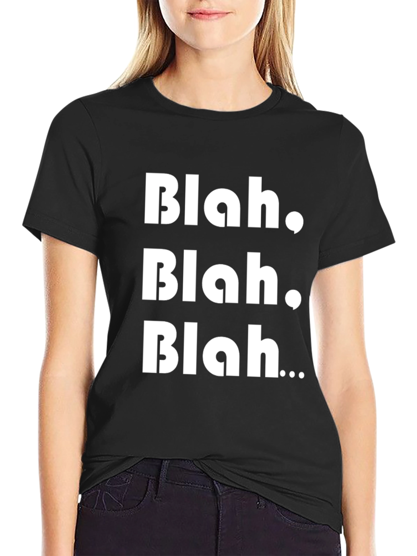 Black Blah Graphic Tee - Black Cotton T-Shirt view 2