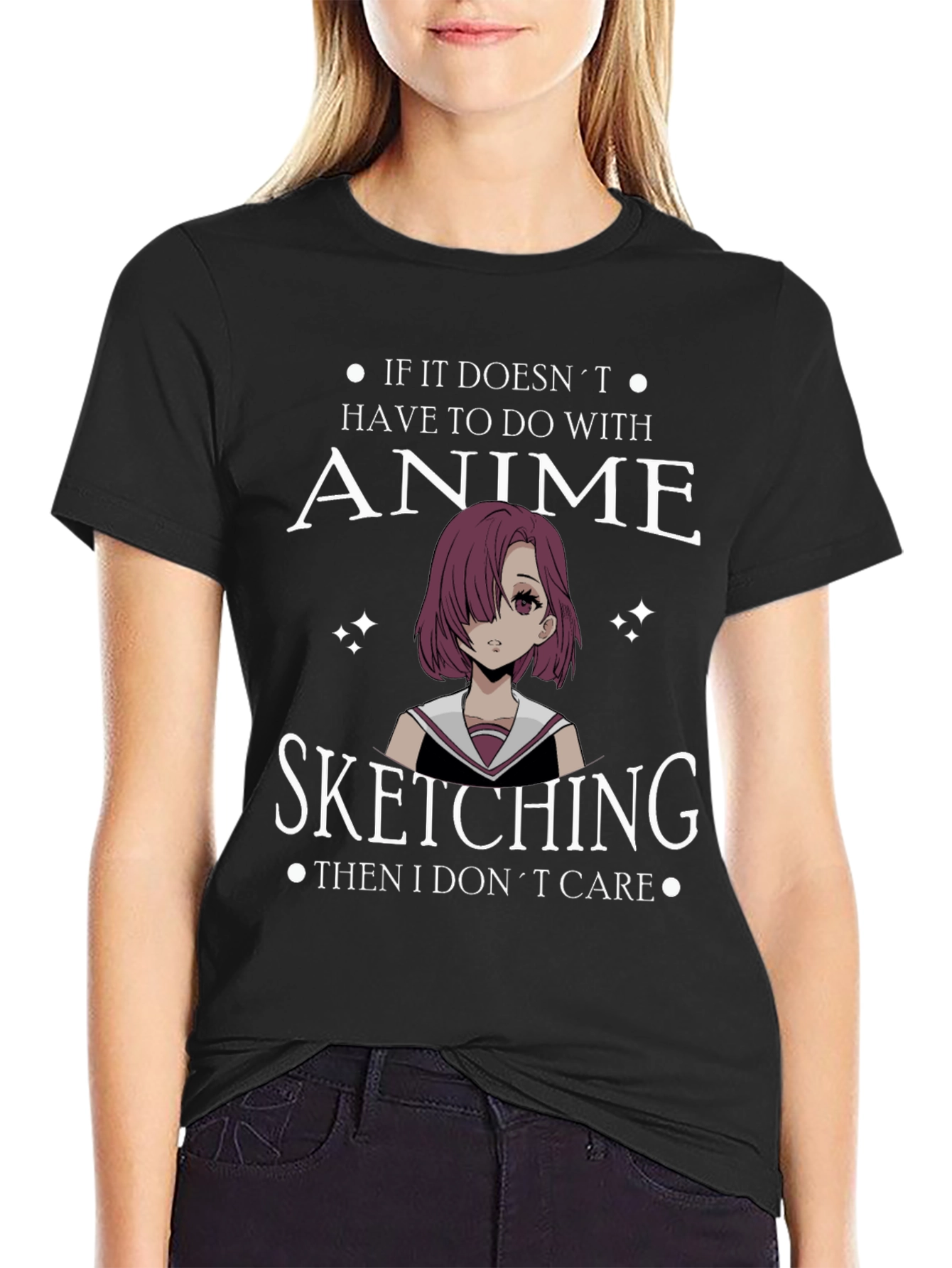 Black Anime Sketching T-Shirt - Otaku Style view 2