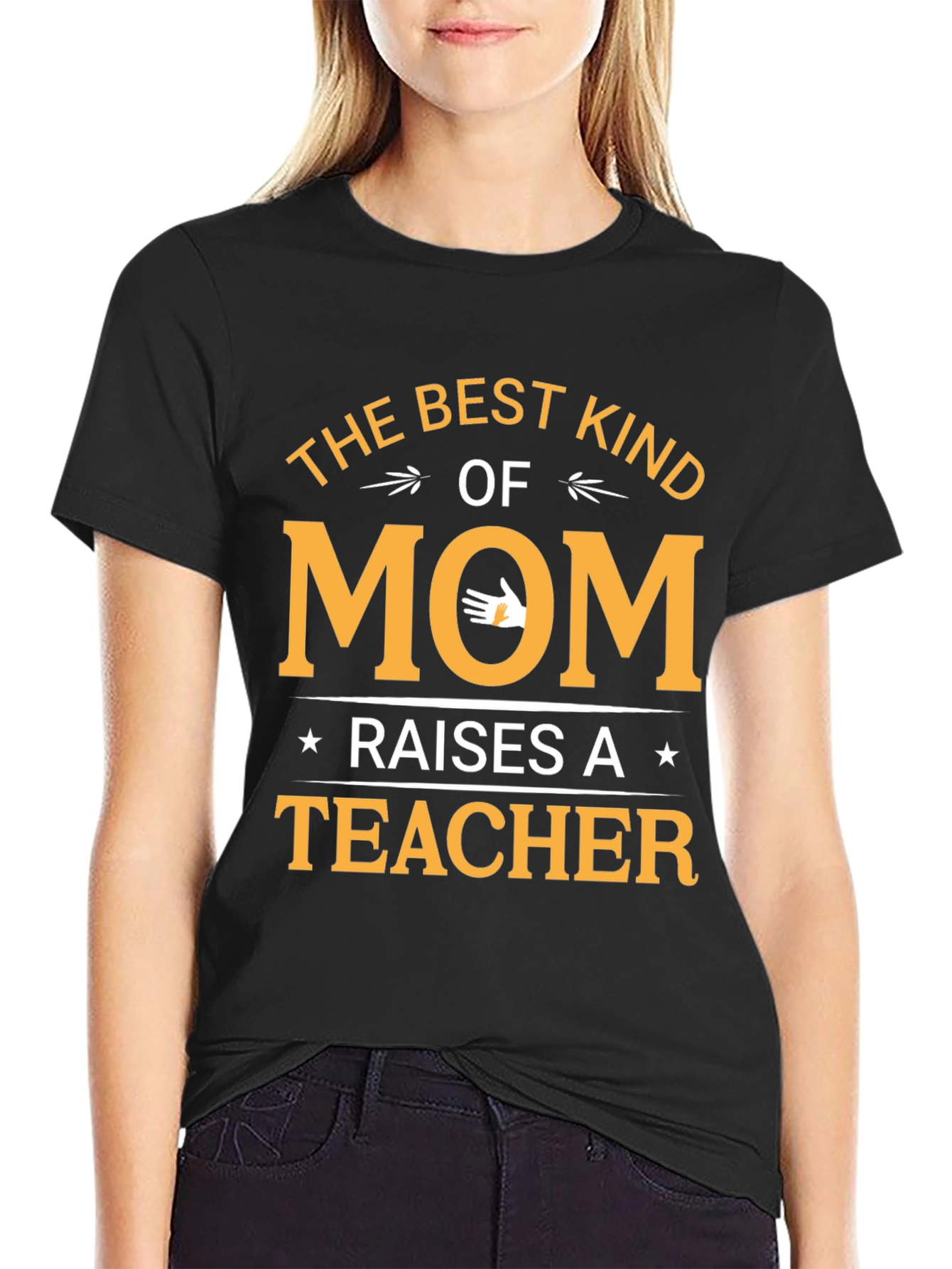 Black Best Kind of Mom Raises a Teacher T-Shirt view 2