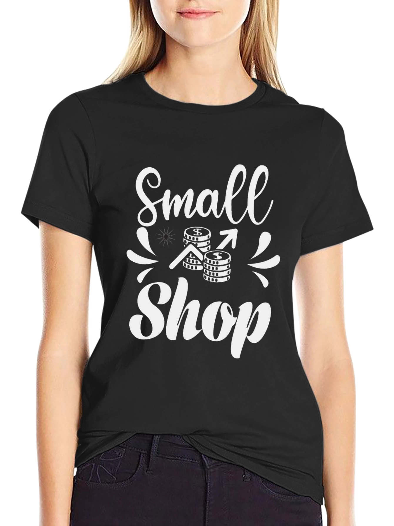 Black Small Shop Black T-Shirt - Support Local Businesses view 2