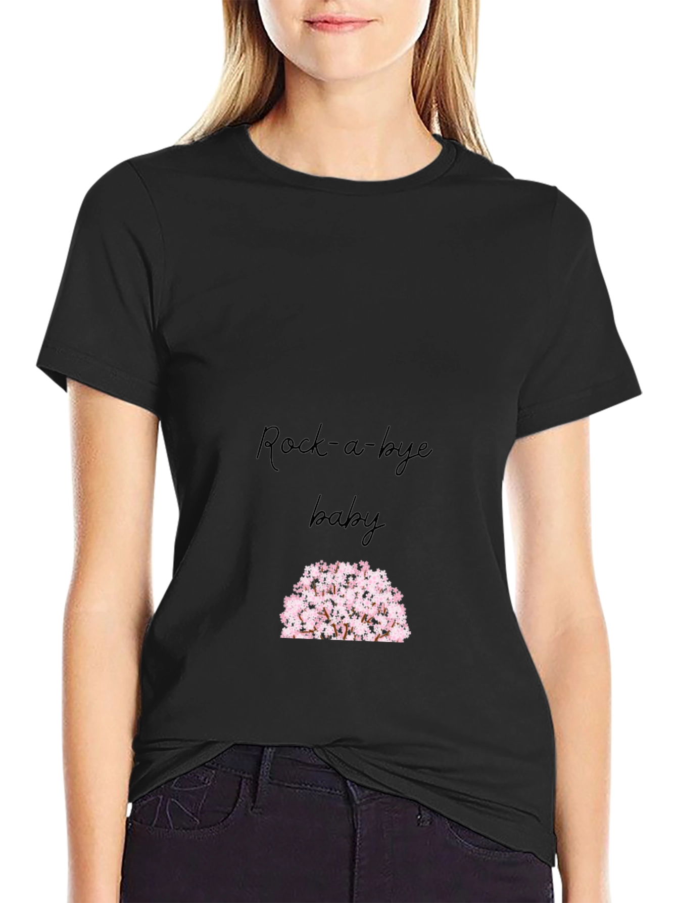 Black Rock-a-bye Baby Floral Graphic Tee view 2