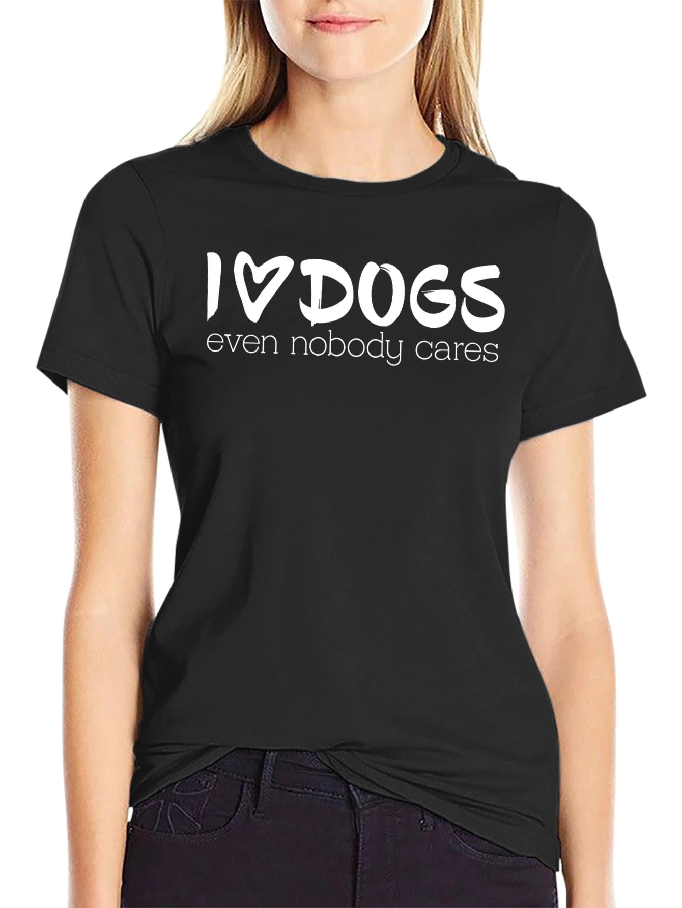 Black I Love Dogs Funny Graphic T-Shirt view 2