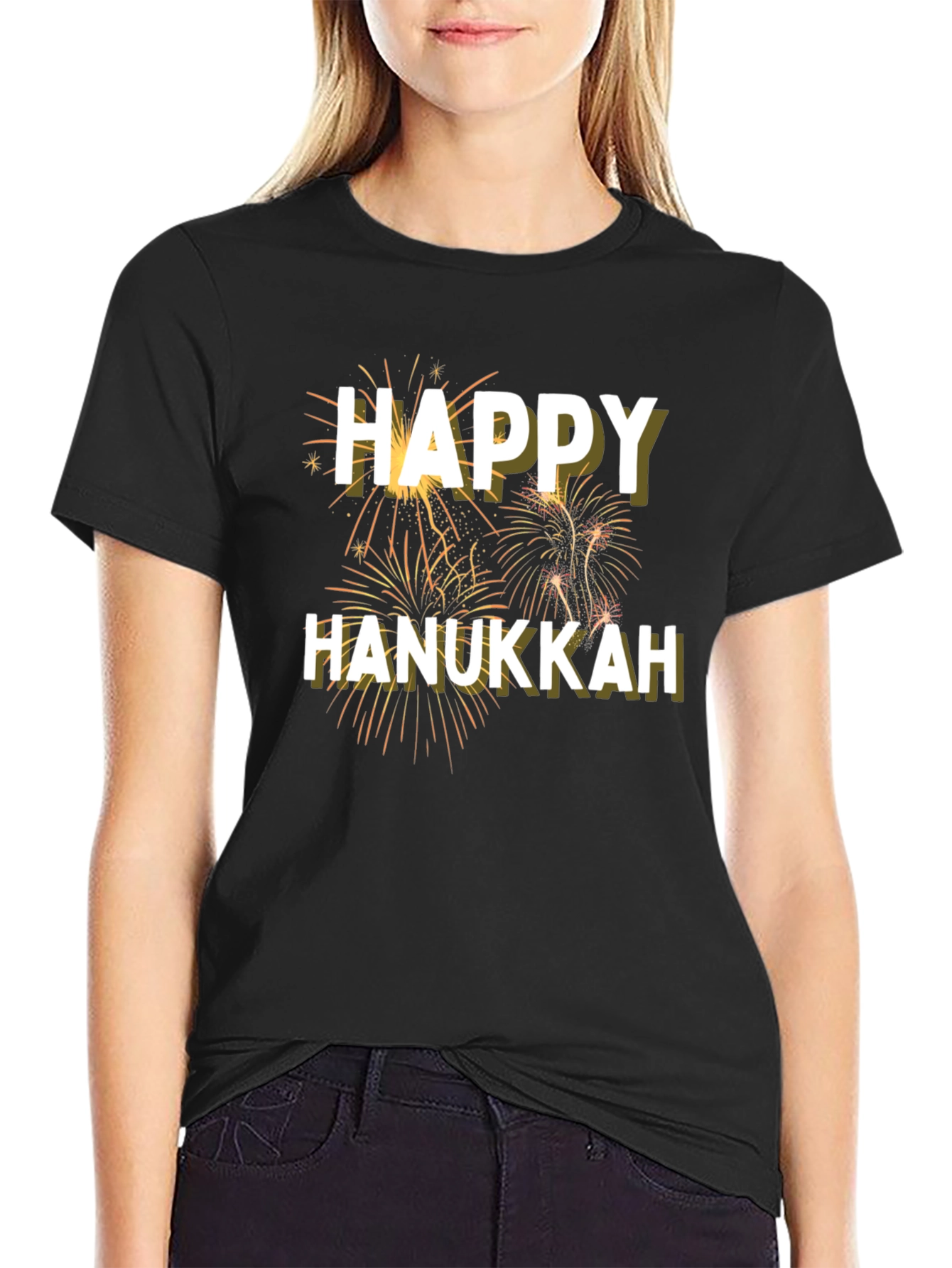 Black Happy Hanukkah T-Shirt view 2