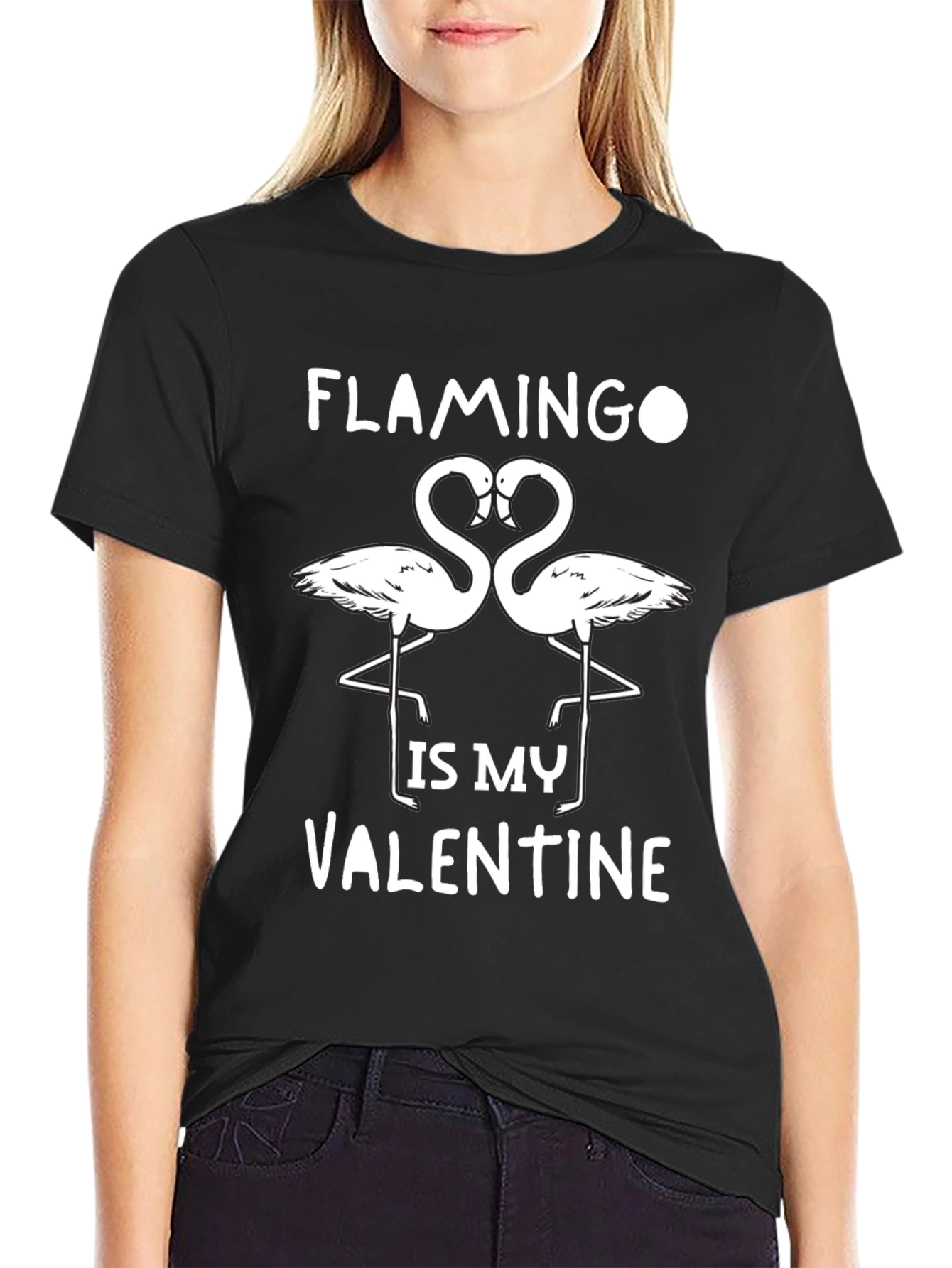 Black Flamingo Valentine's Day T-Shirt view 2
