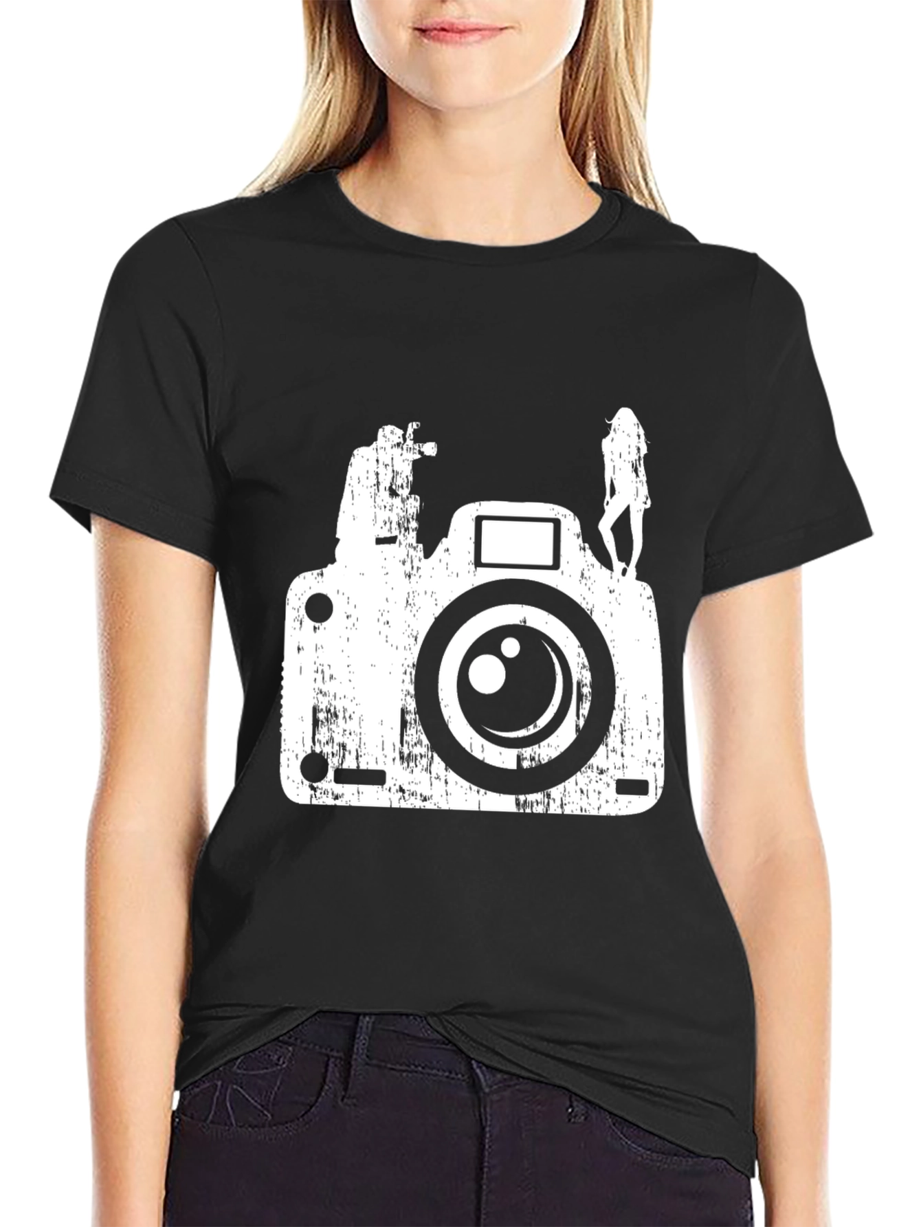 Distressed Camera Graphic Tee - Black - 2