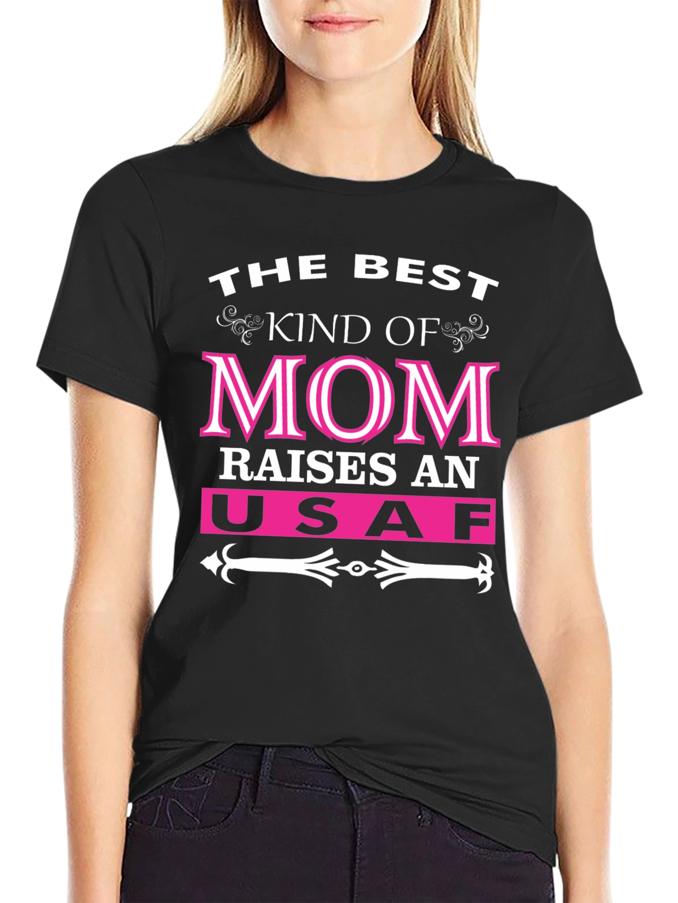 Black The Best Kind of Mom Raises USAF T-Shirt view 2