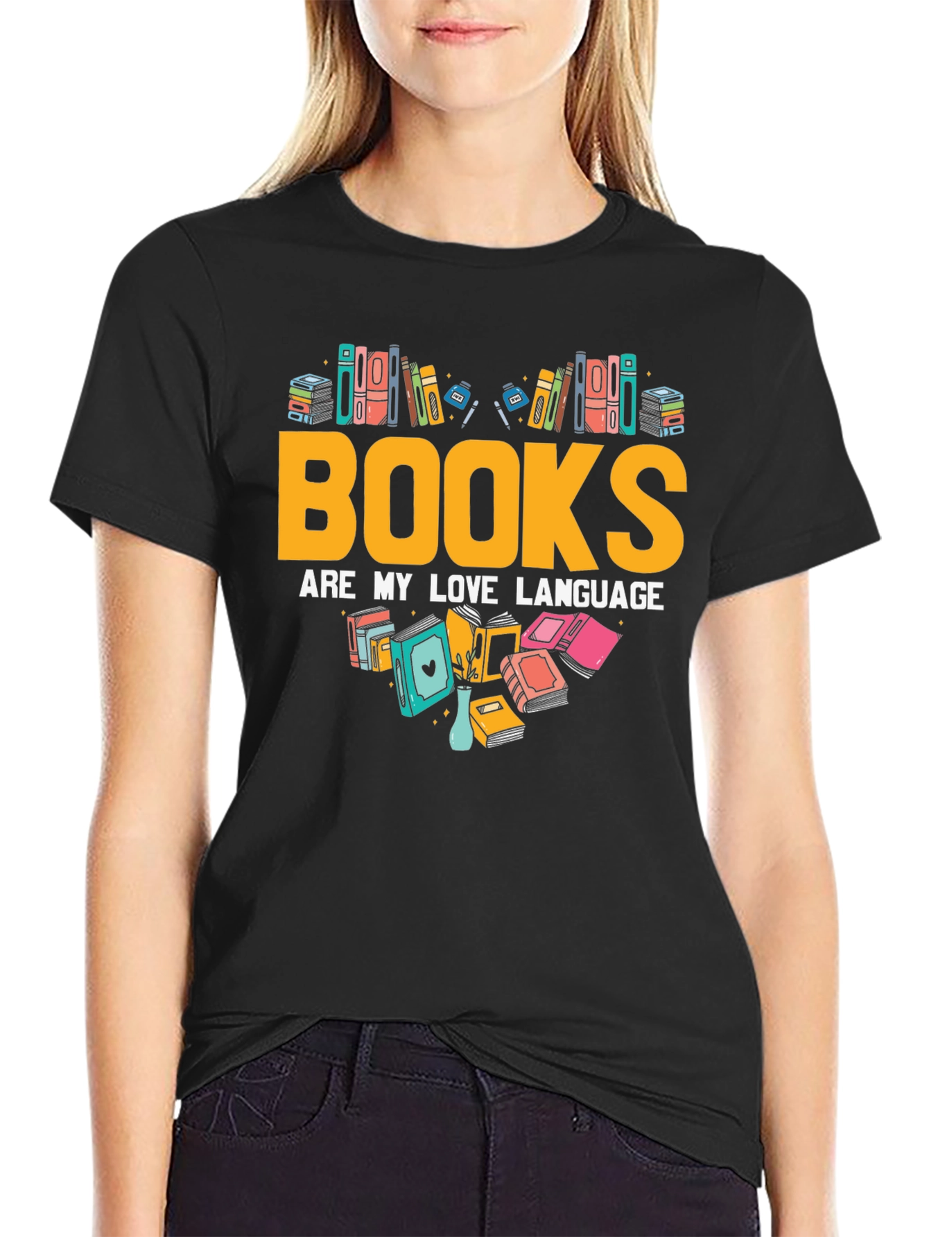 Black Book Lover T-Shirt - Books Are My Love Language view 2
