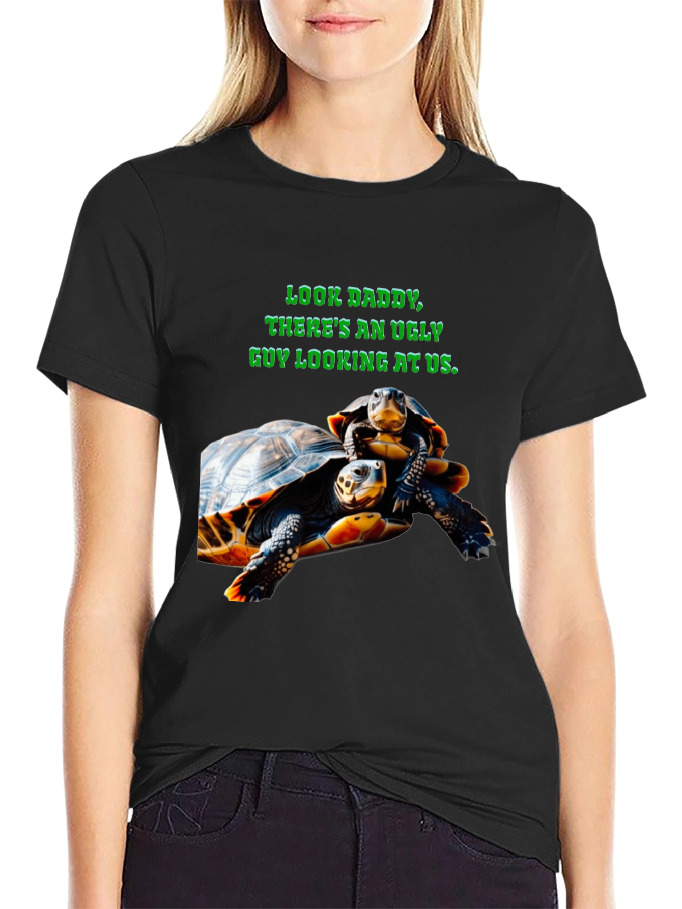 Black Ugly Guy Turtle Graphic Tee - Black view 2