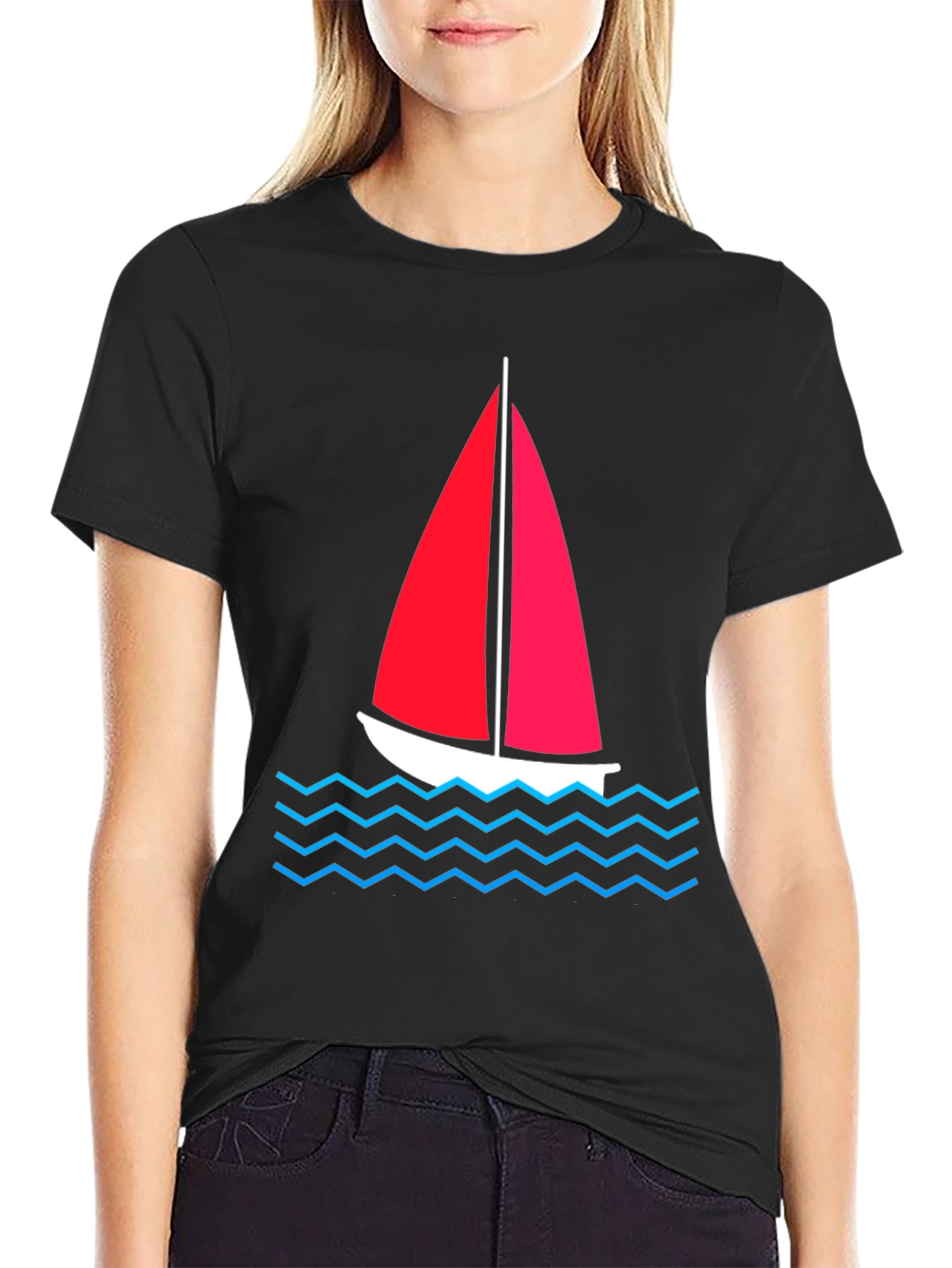 Black Sailboat Graphic Tee - Nautical Style view 2