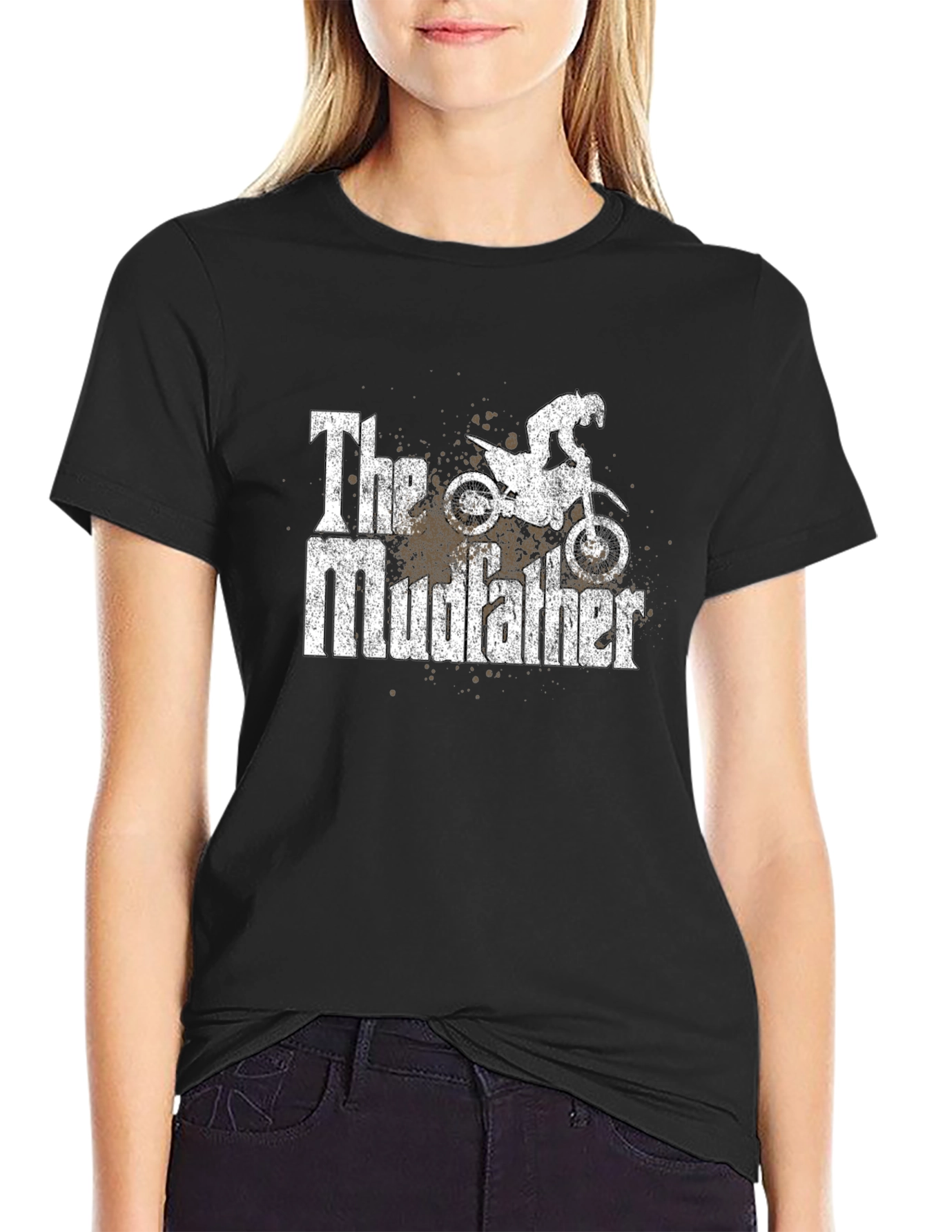 Black The Mudfather Dirt Bike T-Shirt - Black view 2