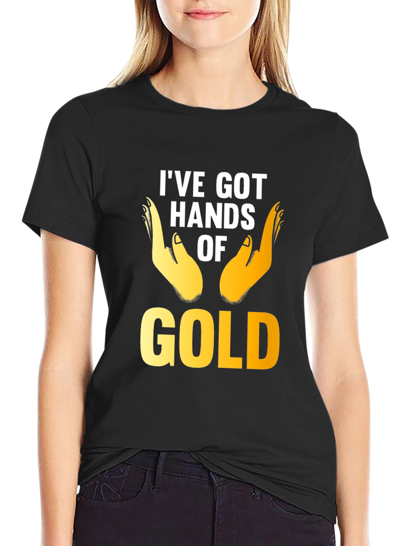 Black I've Got Hands of Gold Graphic T-Shirt view 2