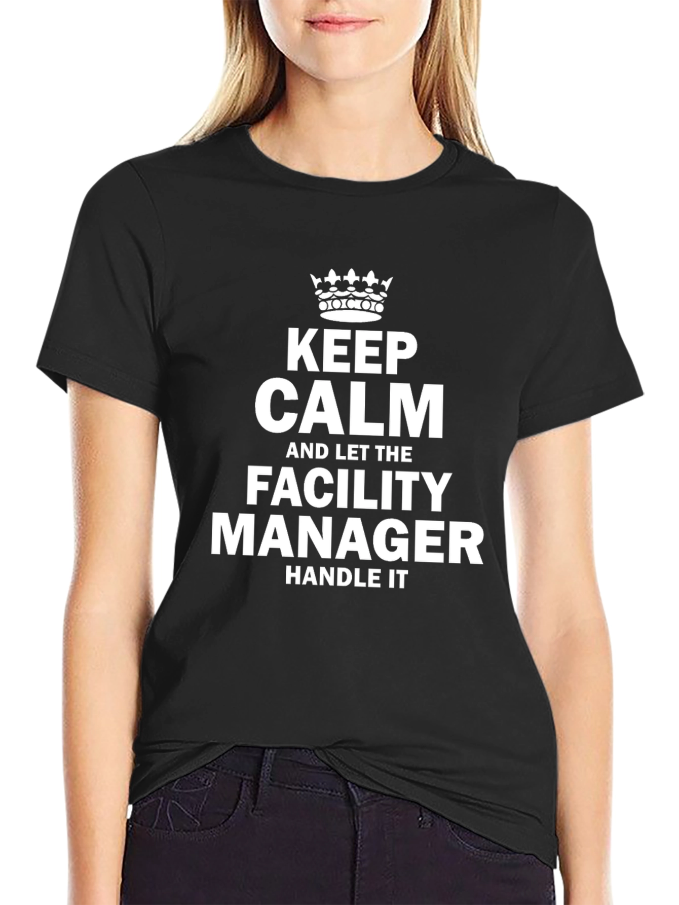 Black Keep Calm Facility Manager T-Shirt - Black view 2
