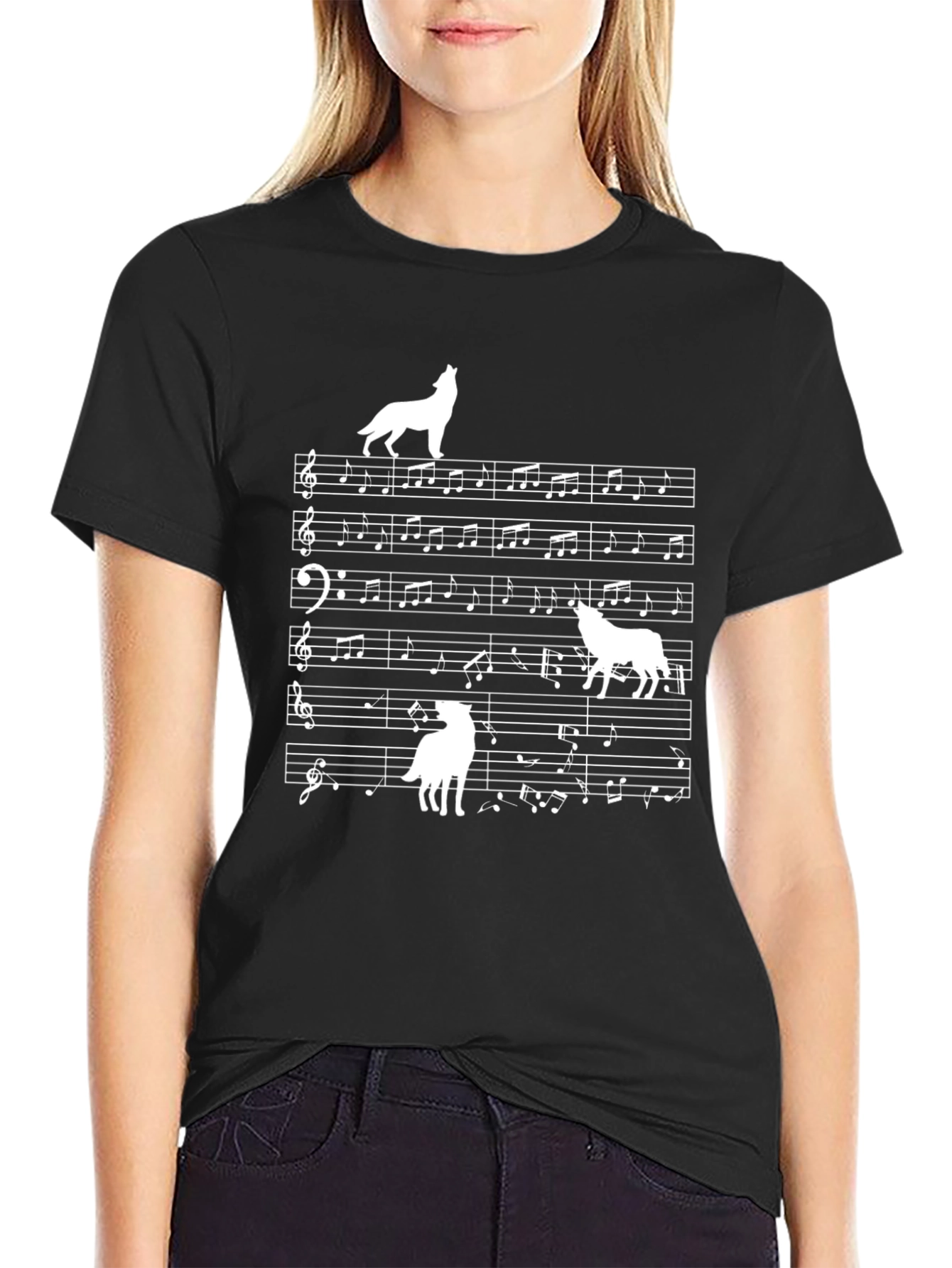 Black Musical Wolf T-Shirt view 2