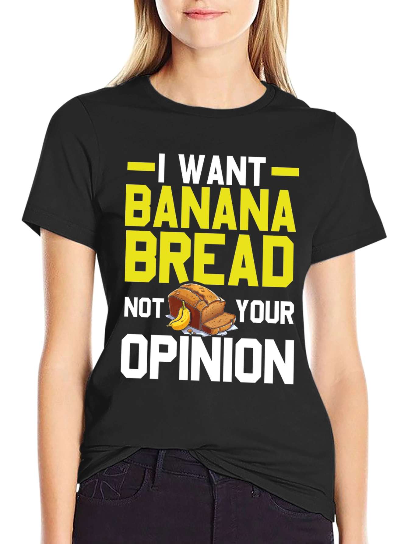 Black I Want Banana Bread Funny T-Shirt view 2