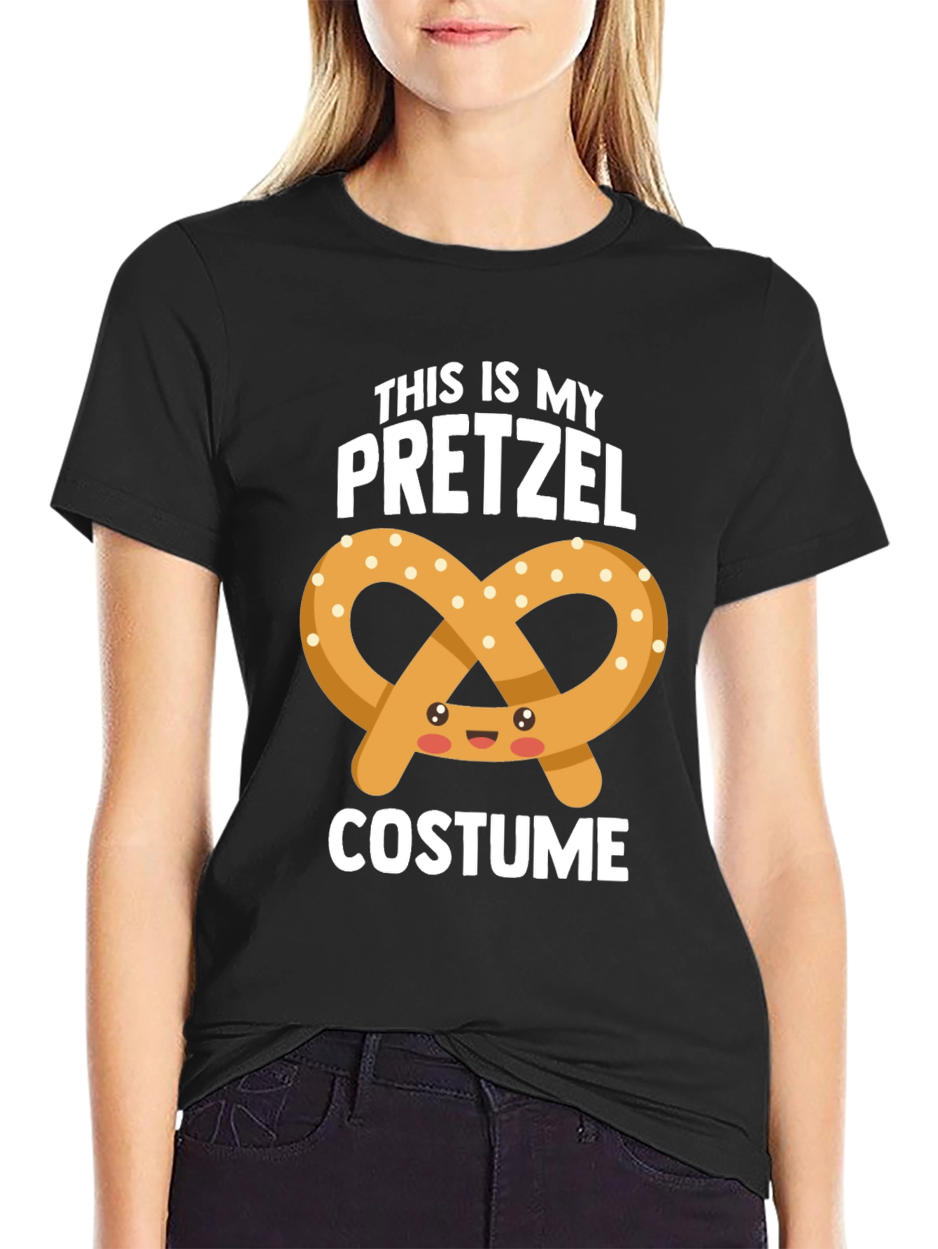Black Funny Pretzel Costume T-Shirt view 2