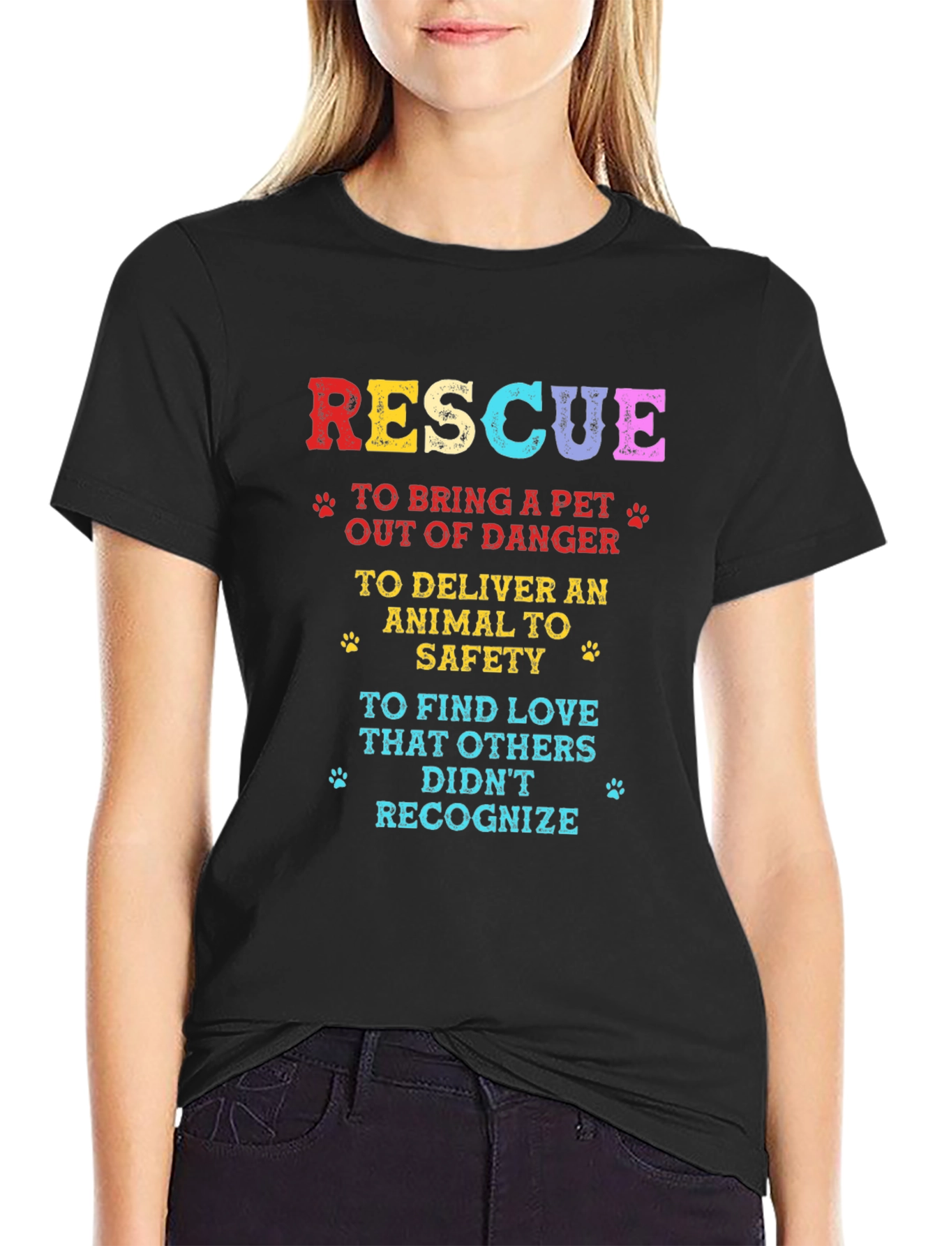 Black Rescue Pet Lover T-Shirt - Adopt a Pet Tee view 2