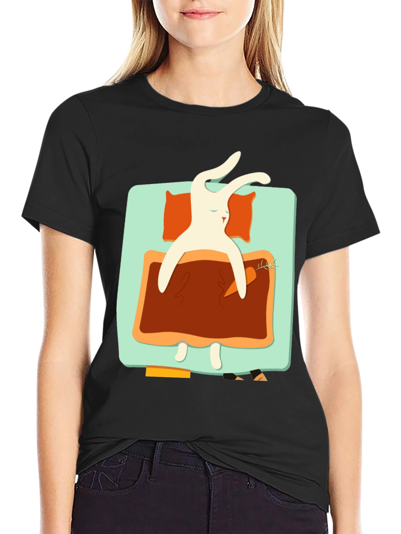 Sleeping Rabbit Graphic T-Shirt - Cozy & Cute - 2