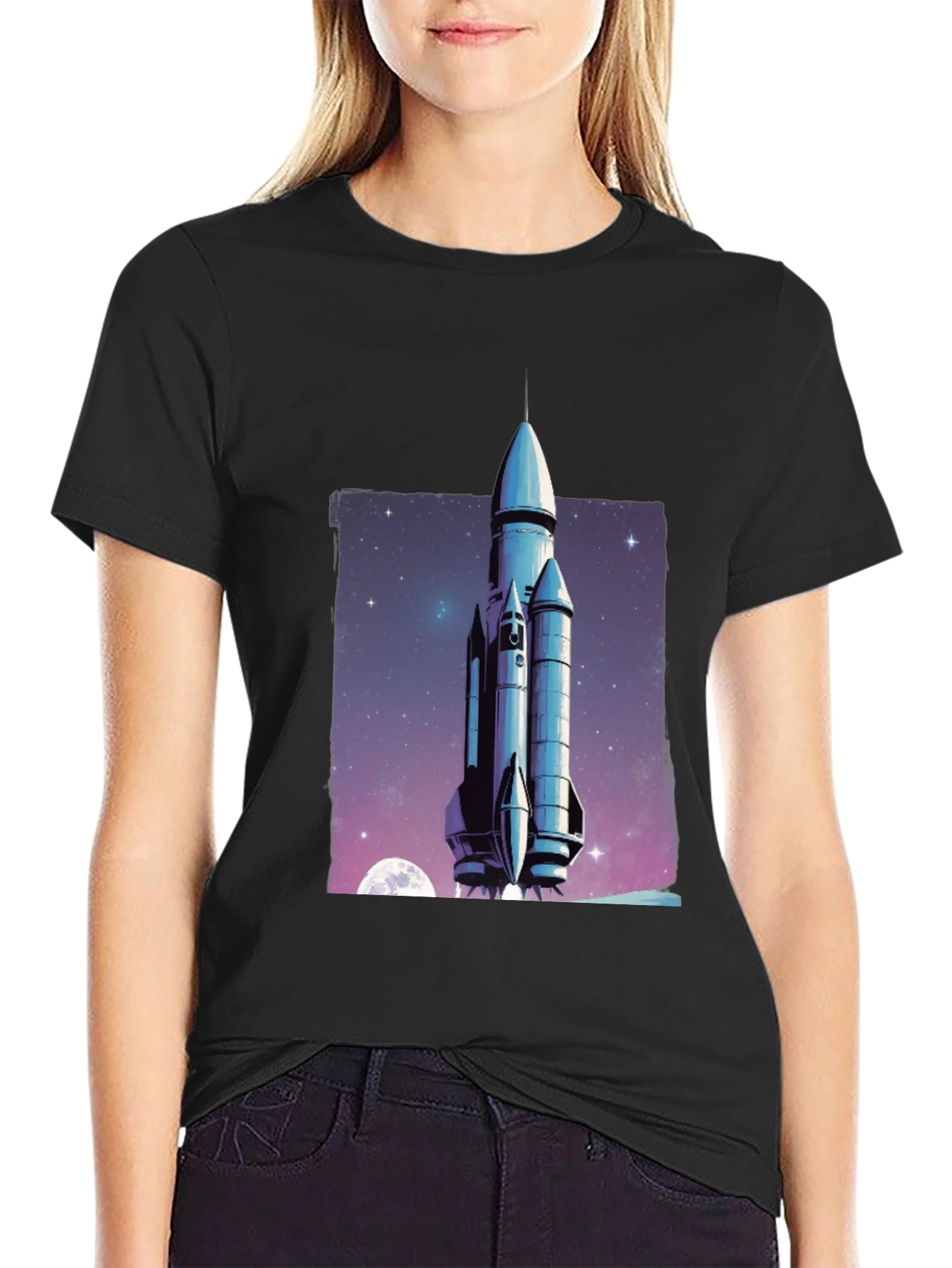 Black Rocket Launch Graphic T-Shirt view 2