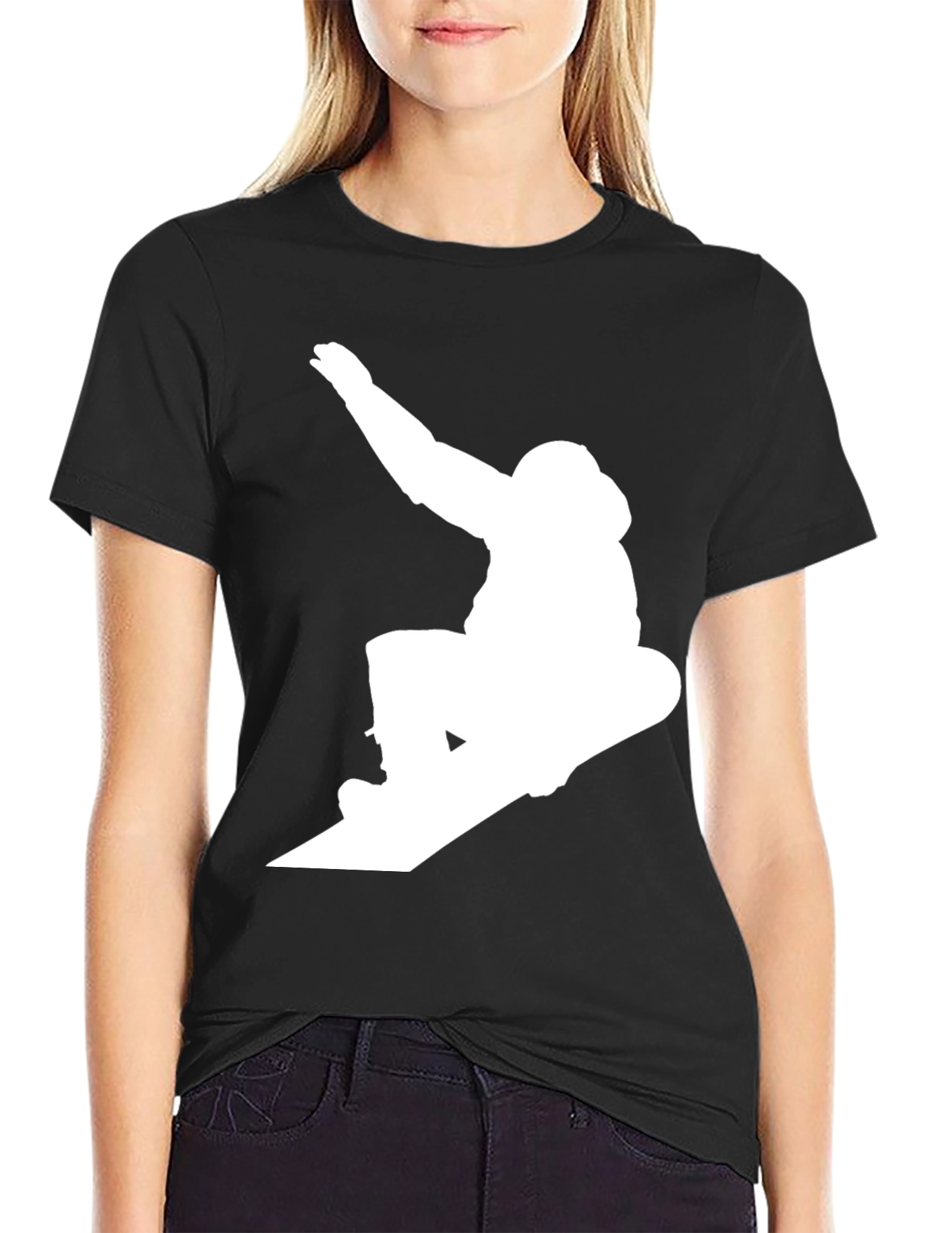 Black Snowboarder Graphic Tee - Black Cotton Blend view 2