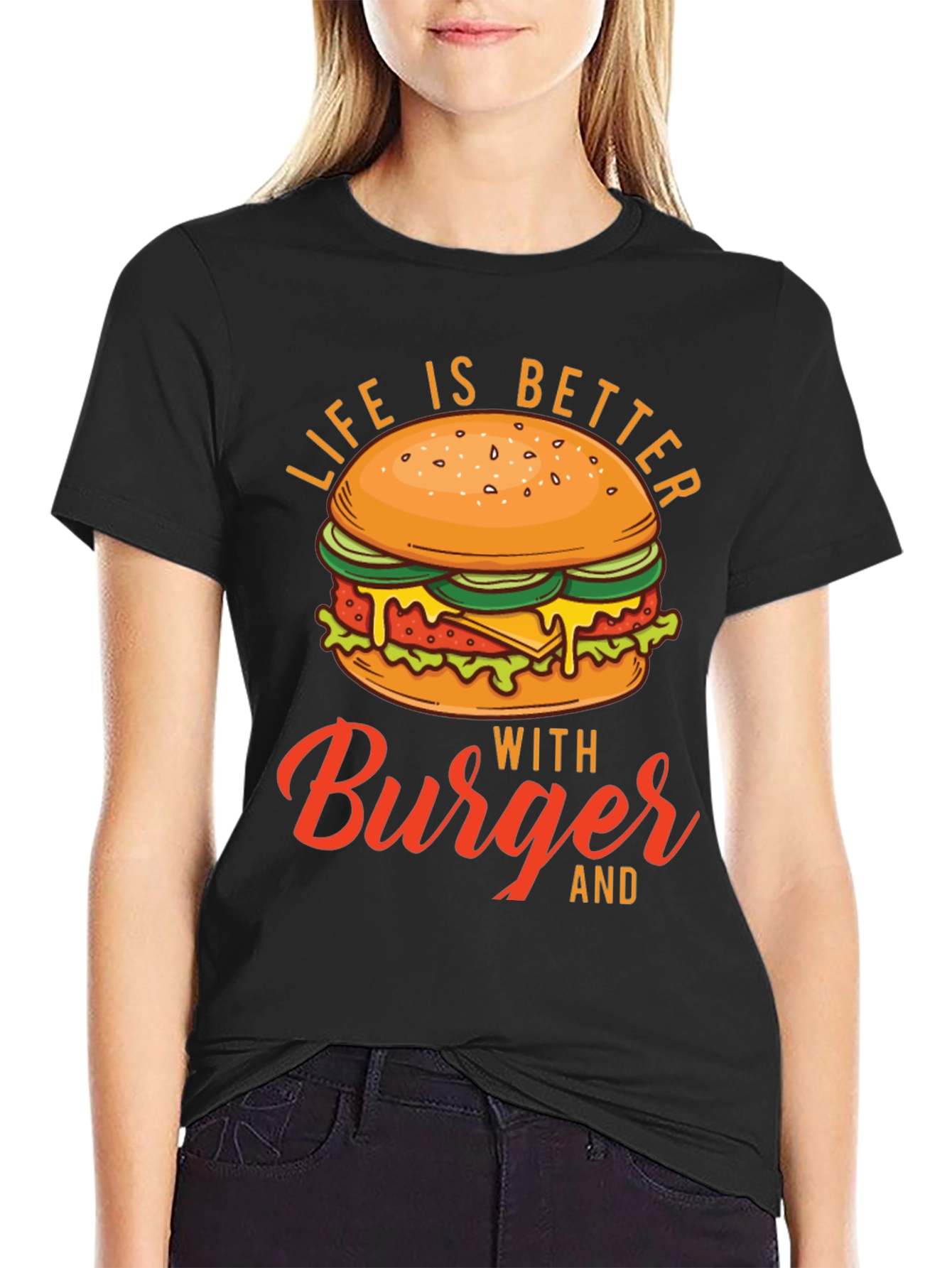 Black Life is Better with Burger Graphic Tee view 2