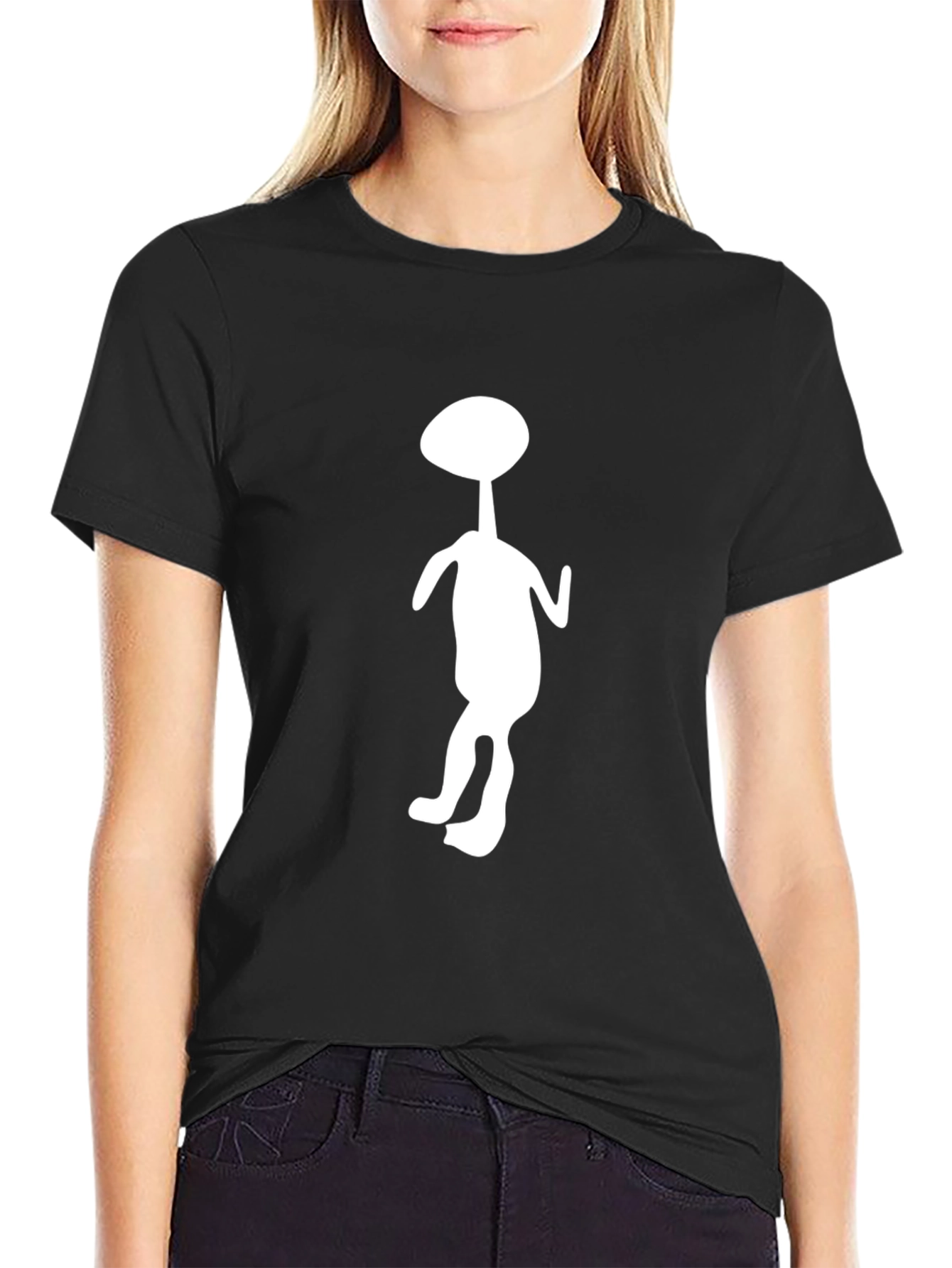 Black Novelty Graphic T-Shirt - Unique Silhouette Design view 2