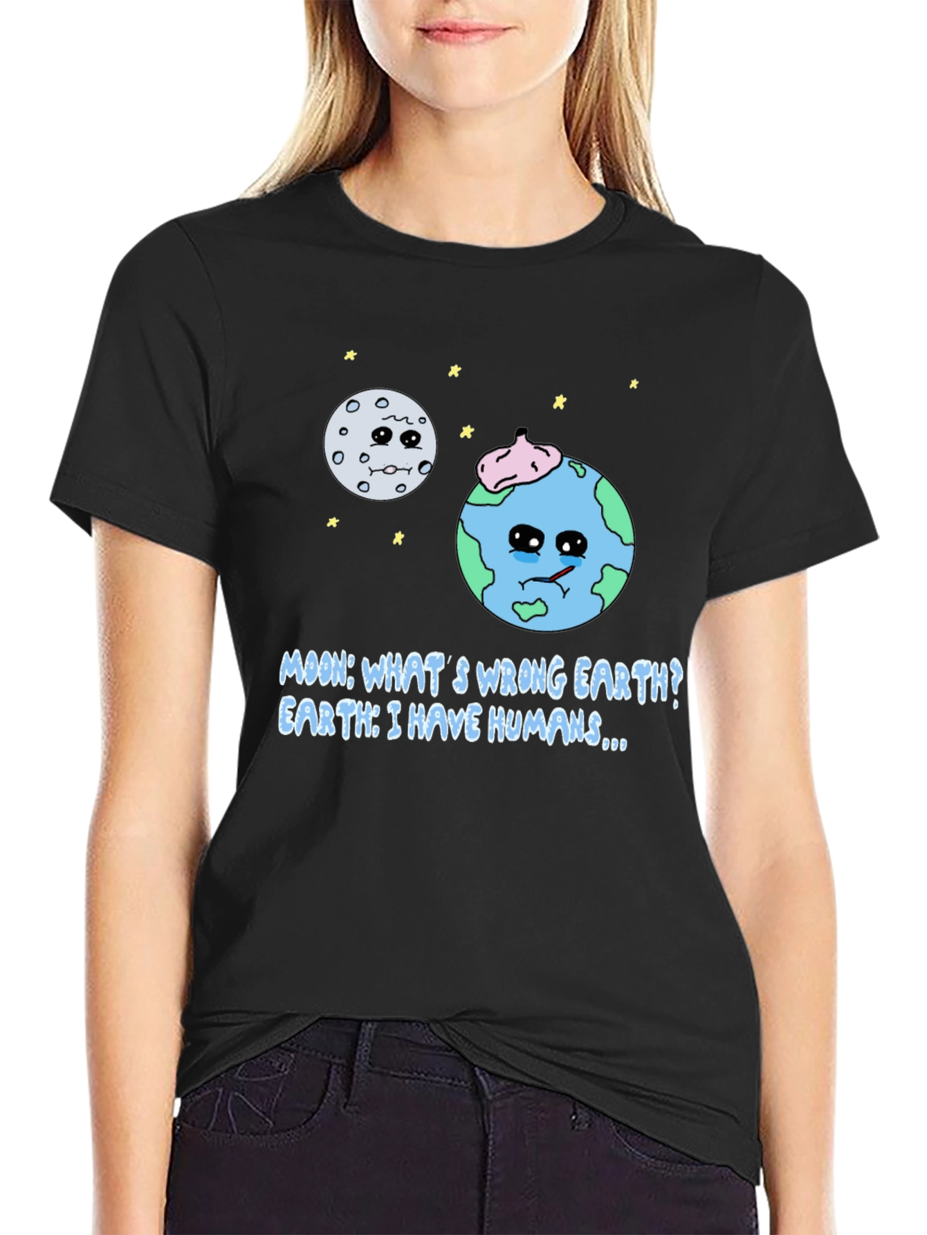 Black Earth's Lament T-Shirt - Funny Planet Design view 2