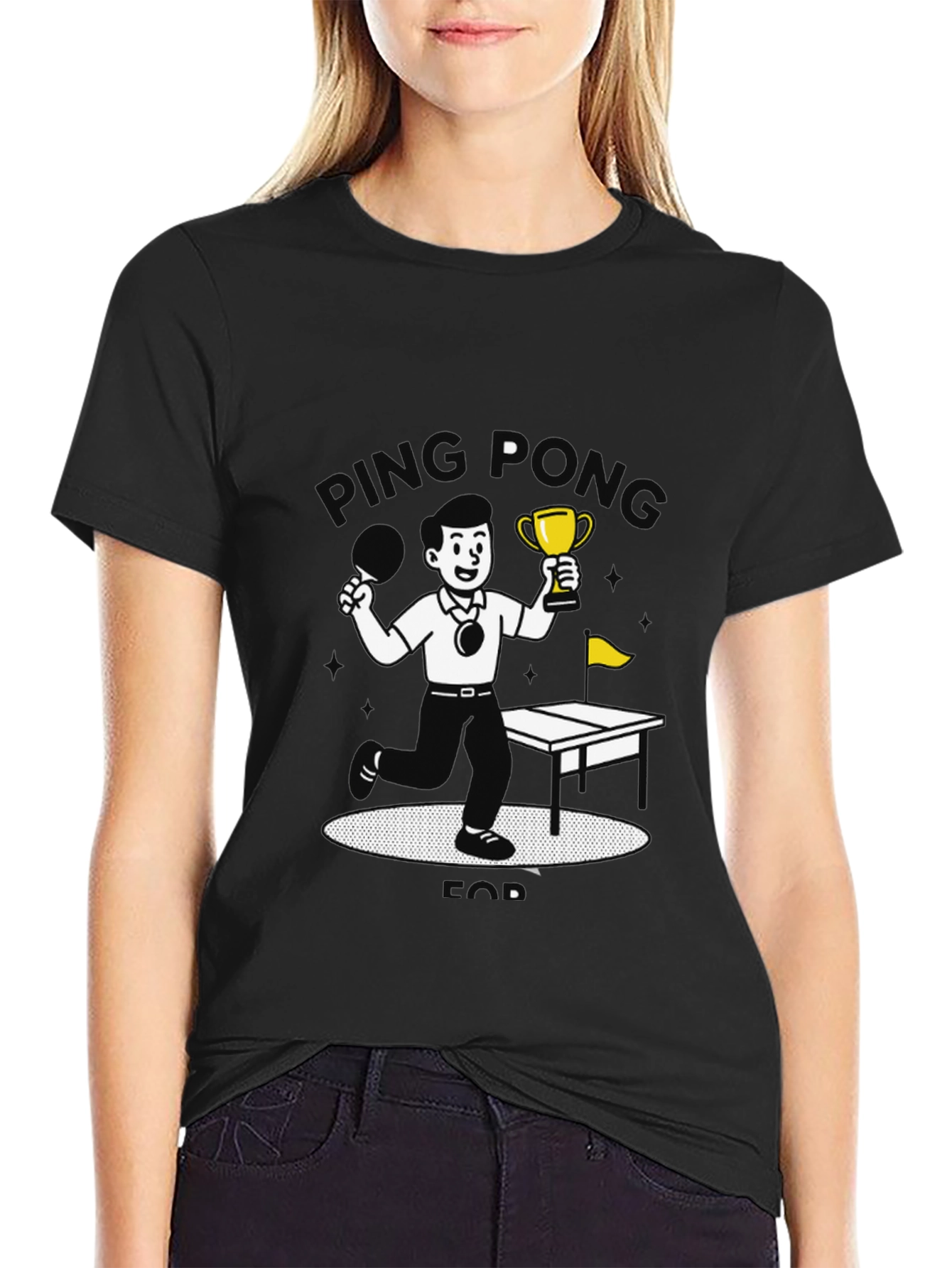 Black Ping Pong Champ Black Graphic T-Shirt view 2
