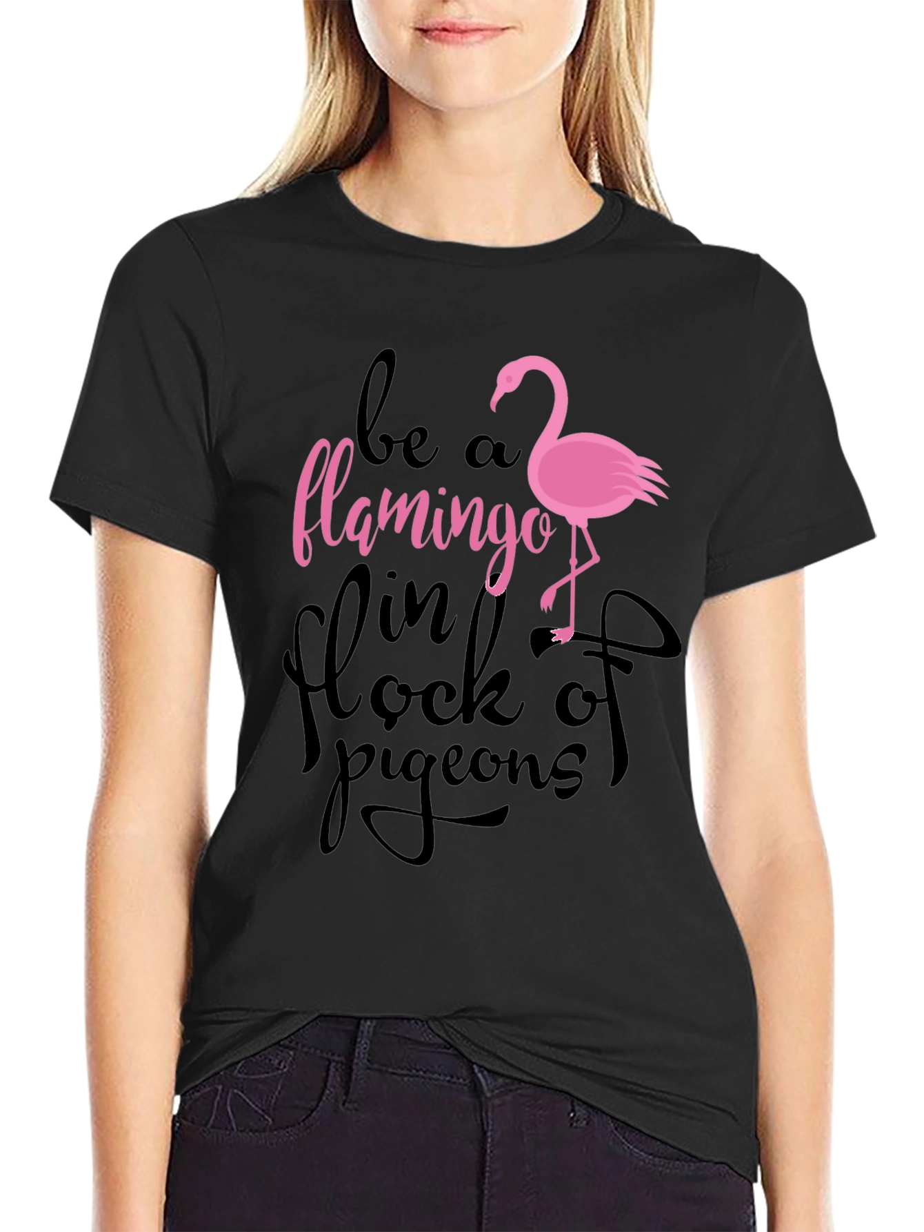 Black Be a Flamingo T-Shirt view 2