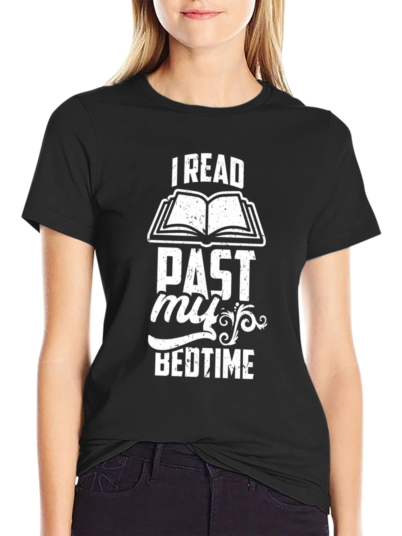 Black I Read Past My Bedtime T-Shirt view 2